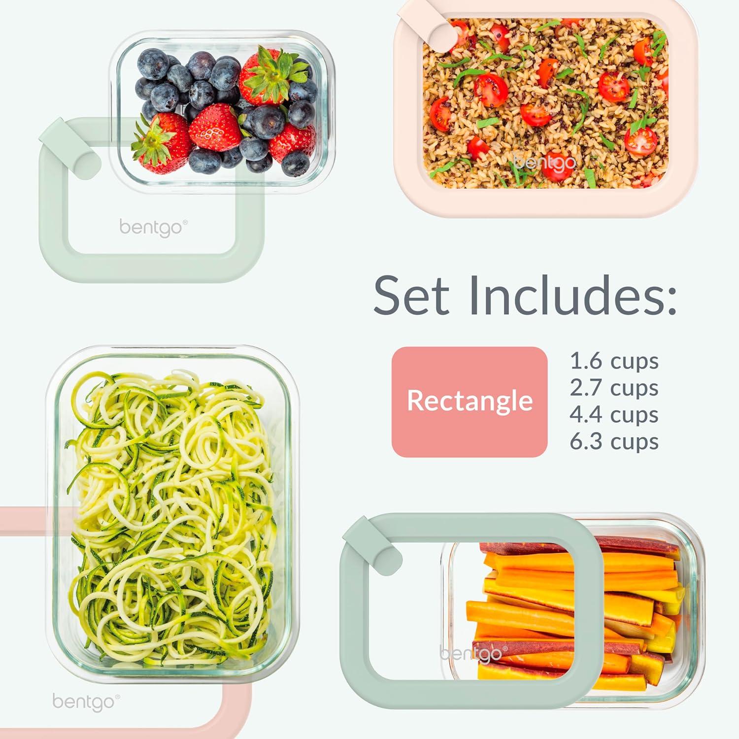 imageBentgo Signature LeakProof Glass Food Storage 8Piece Set 1Compartment PlasticFree Containers with Airtight Glass Lids BPAFree Microwave Freezer Oven amp Dishwasher Safe Desert SageDesert Sage