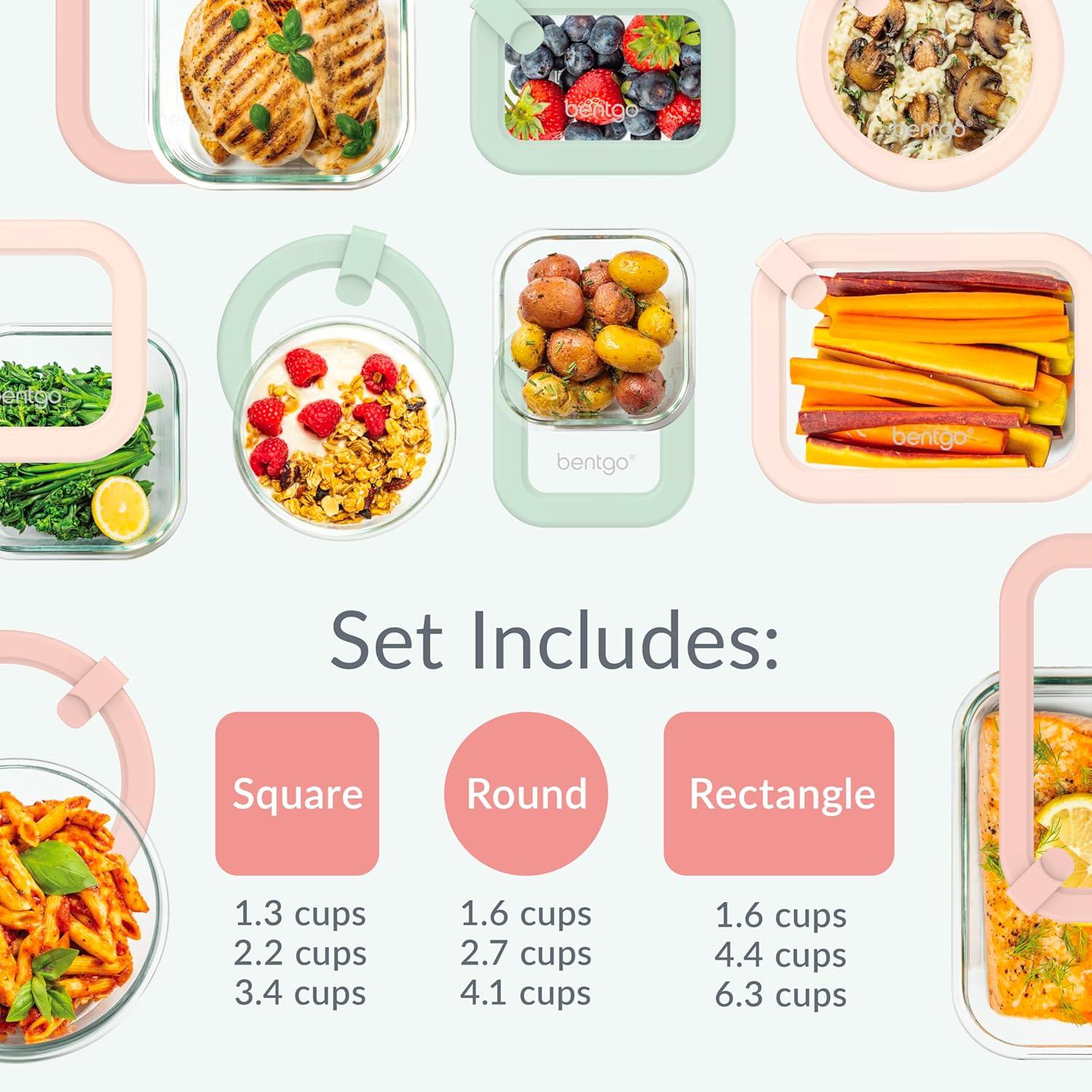 imageBentgo Signature LeakProof Glass Food Storage 18Piece Set 1Compartment PlasticFree Containers with Airtight Glass Lids BPAFree Microwave Freezer Oven amp Dishwasher Safe Desert Sage