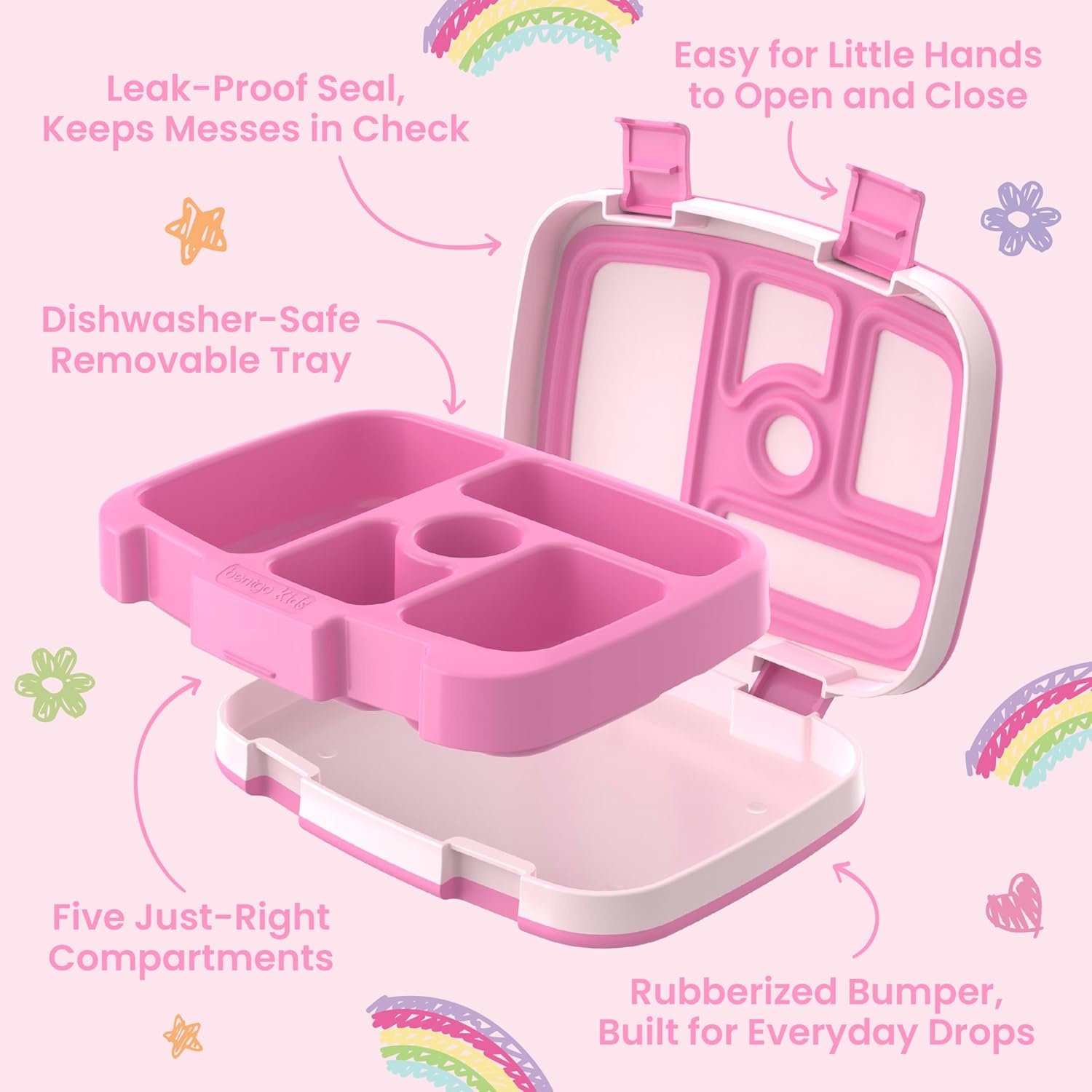 image:imageBentgo BLUEY Kids Prints LeakProof 5Compartment BentoStyle Kids Lunch Box Ideal Portions Ages 37 Durable DropProof Dishwasher Safe PFAS amp BPAFree Bluey amp Bingo Play DayHearts Crafts
