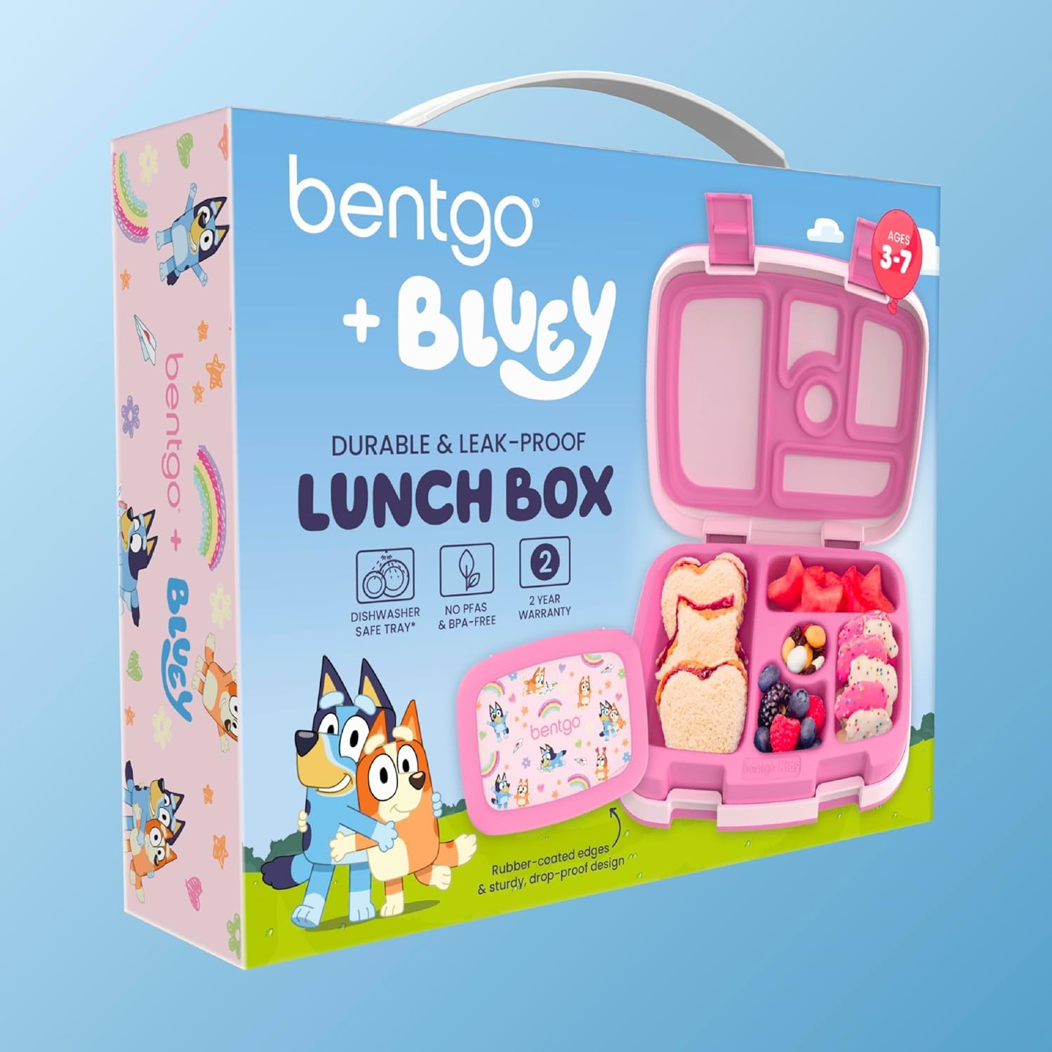image:imageBentgo BLUEY Kids Prints LeakProof 5Compartment BentoStyle Kids Lunch Box Ideal Portions Ages 37 Durable DropProof Dishwasher Safe PFAS amp BPAFree Bluey amp Bingo Play DayHearts Crafts