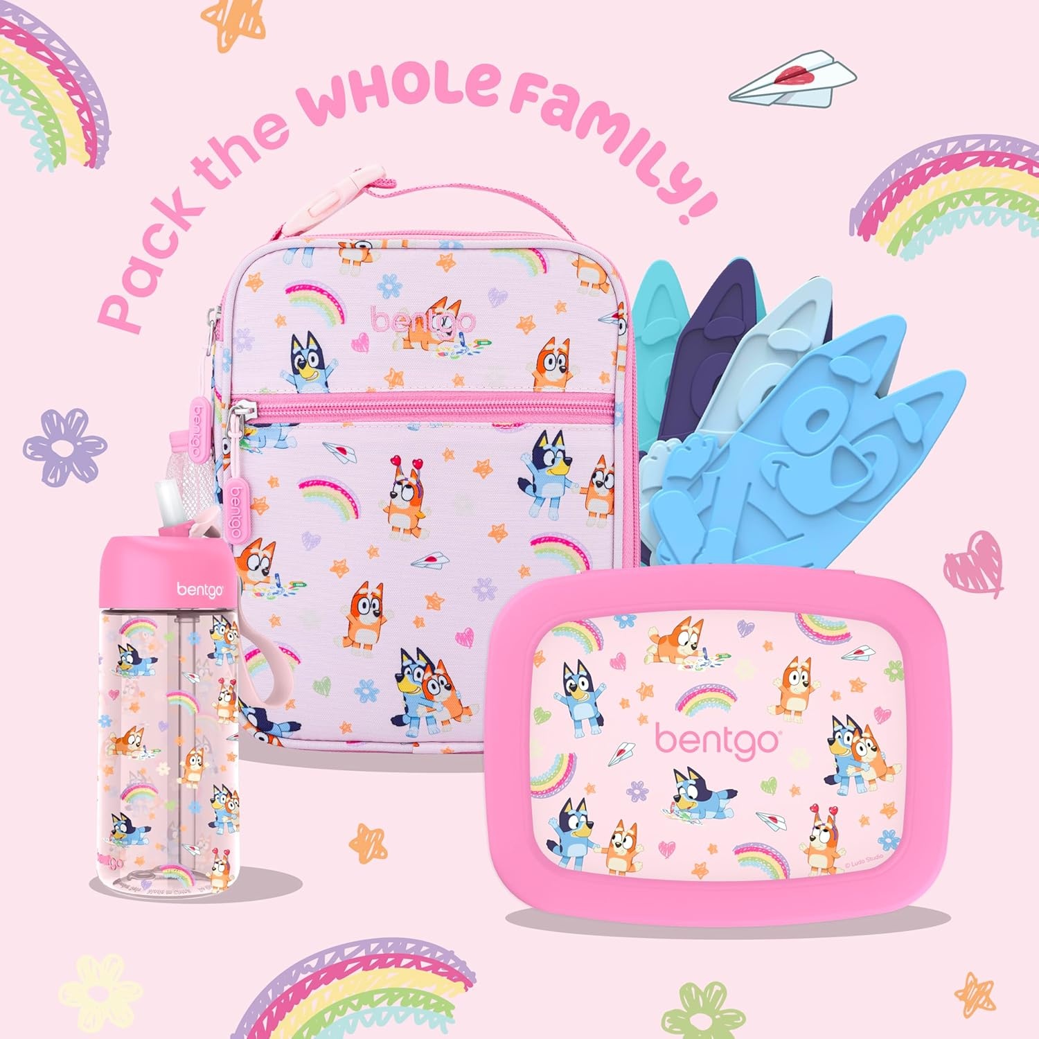 image:imageBentgo BLUEY Kids Prints LeakProof 5Compartment BentoStyle Kids Lunch Box Ideal Portions Ages 37 Durable DropProof Dishwasher Safe PFAS amp BPAFree Bluey amp Bingo Play DayHearts Crafts