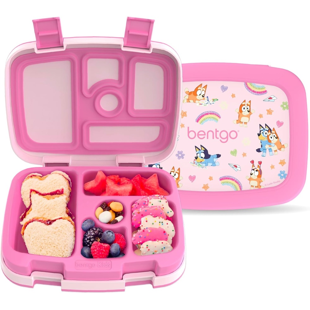 image:imageBentgo BLUEY Kids Prints LeakProof 5Compartment BentoStyle Kids Lunch Box Ideal Portions Ages 37 Durable DropProof Dishwasher Safe PFAS amp BPAFree Bluey amp Bingo Play DayHearts Crafts