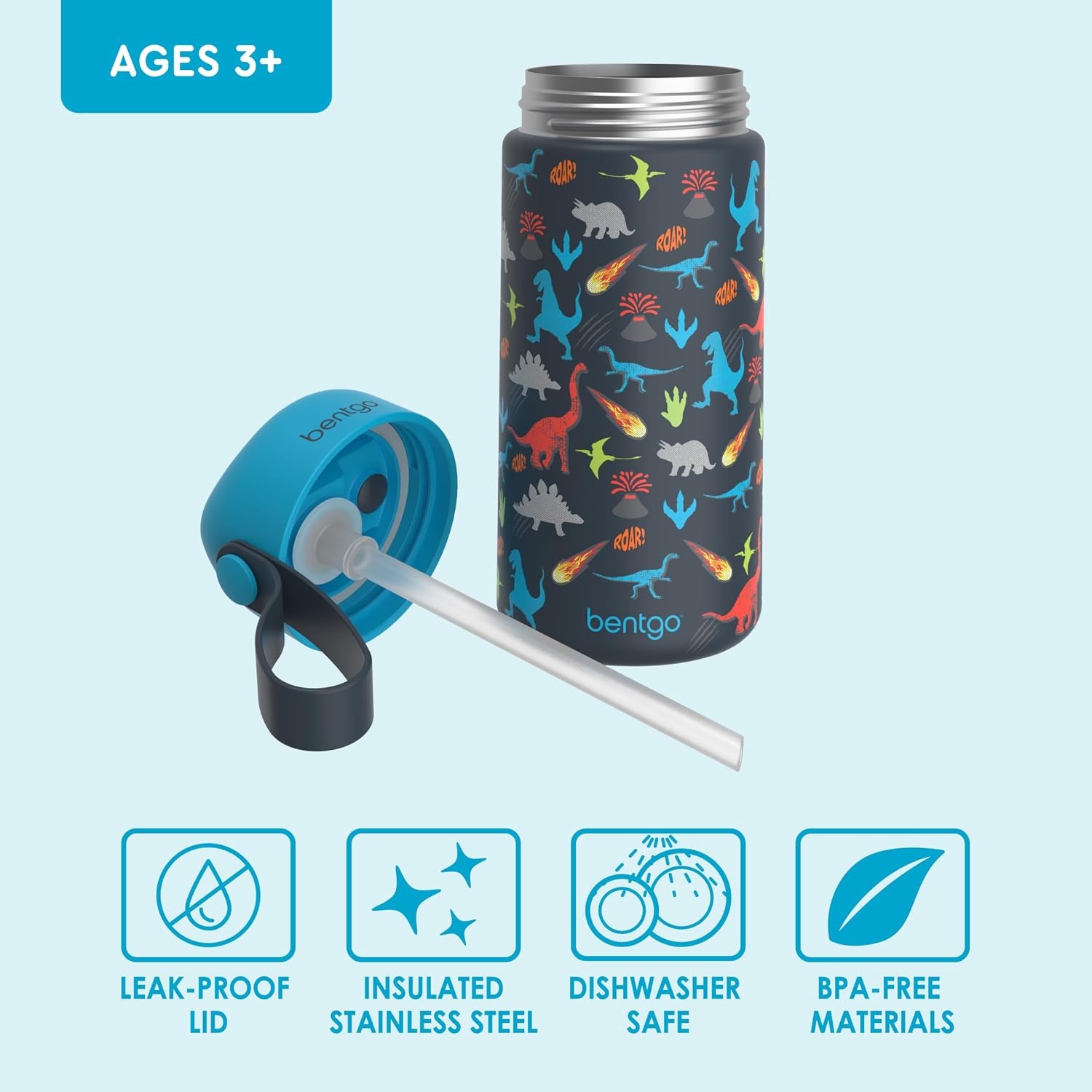 image:imageBentgo 2in1 Backpack amp Insulated Lunch Bag Set With Stainless Steel Water Bottle Dinosaur