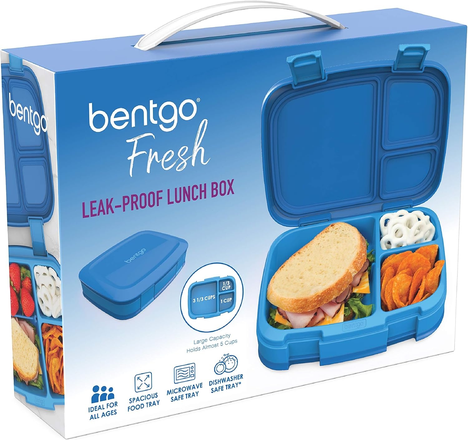 image:imageBentgo Fresh LeakProof Versatile 4Compartment BentoStyle Lunch Box with Removable Divider PortionControlled Meals for Teens and Adults OnTheGo BPAFree FoodSafe Materials BlueBlue