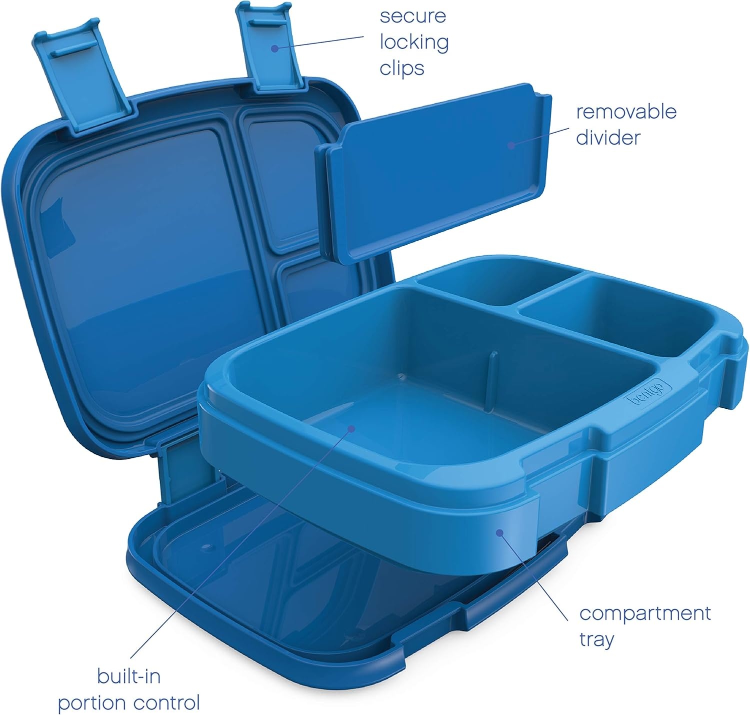 image:imageBentgo Fresh LeakProof Versatile 4Compartment BentoStyle Lunch Box with Removable Divider PortionControlled Meals for Teens and Adults OnTheGo BPAFree FoodSafe Materials BlueBlue