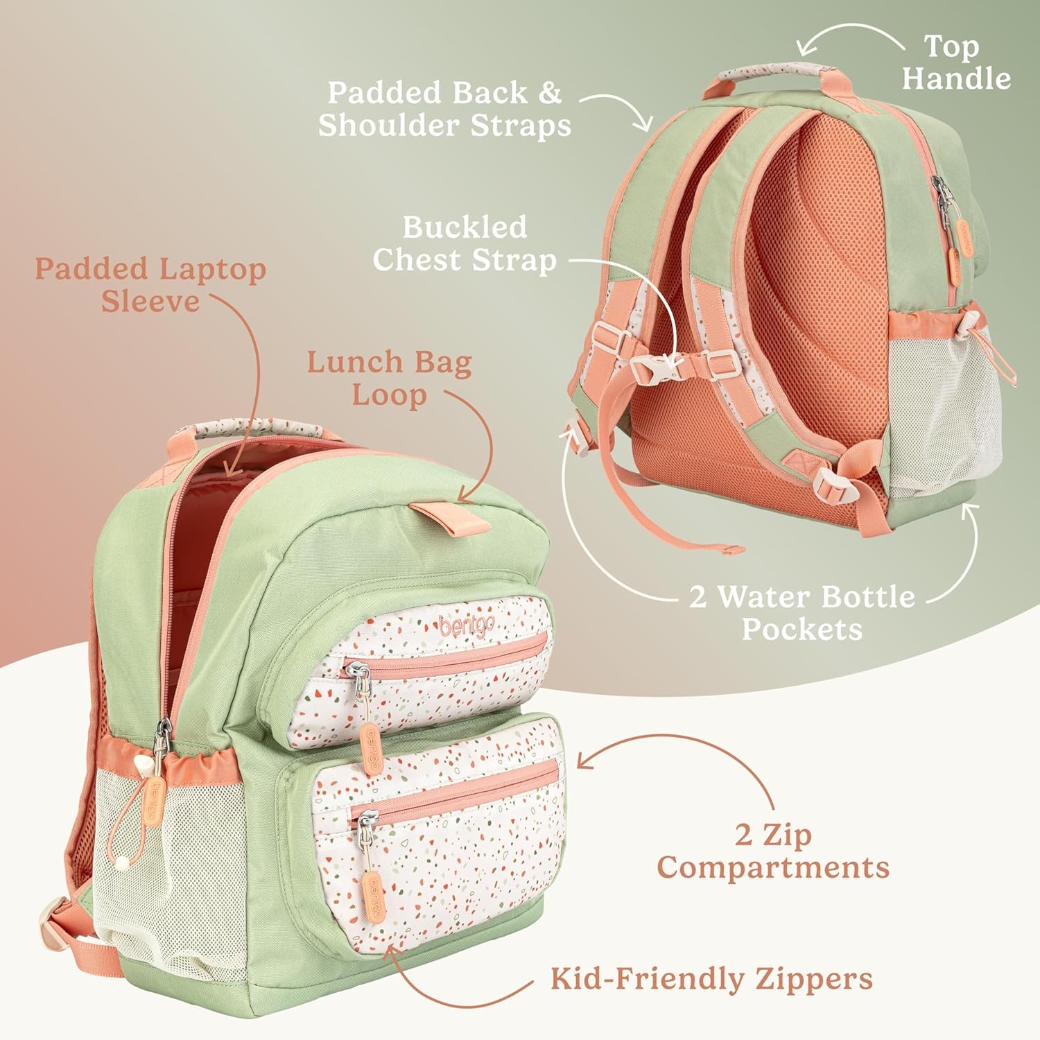 image:imageBentgo Kids 14 Backpack Set With Kids Prints Lunch Box Geo Speckle
