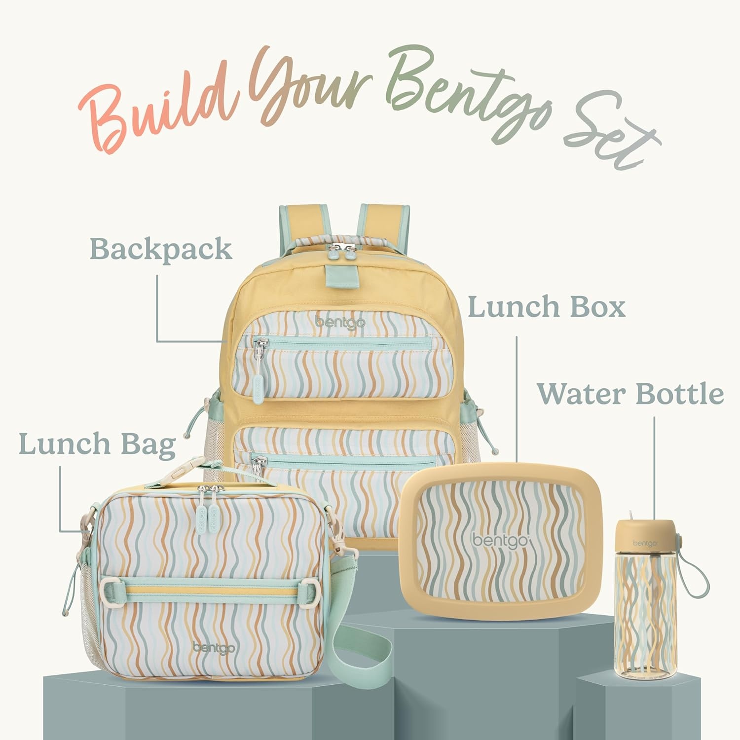 image:imageBentgo Kids 14 Backpack Set With Kids Prints Lunch Box Wavy