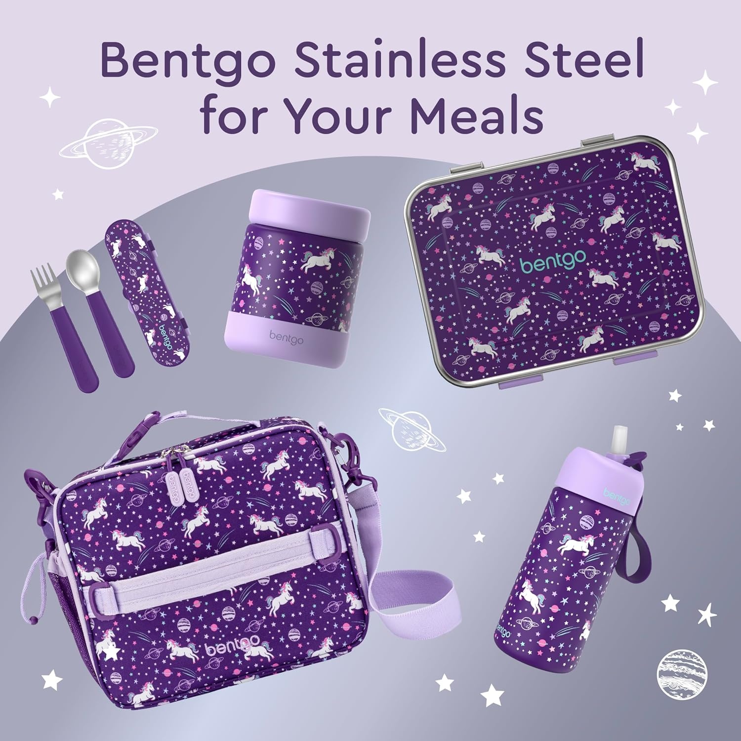 image:imageBentgo Kids Insulated Lunch Bag and Stainless Steel Lunch Box Set Unicorn