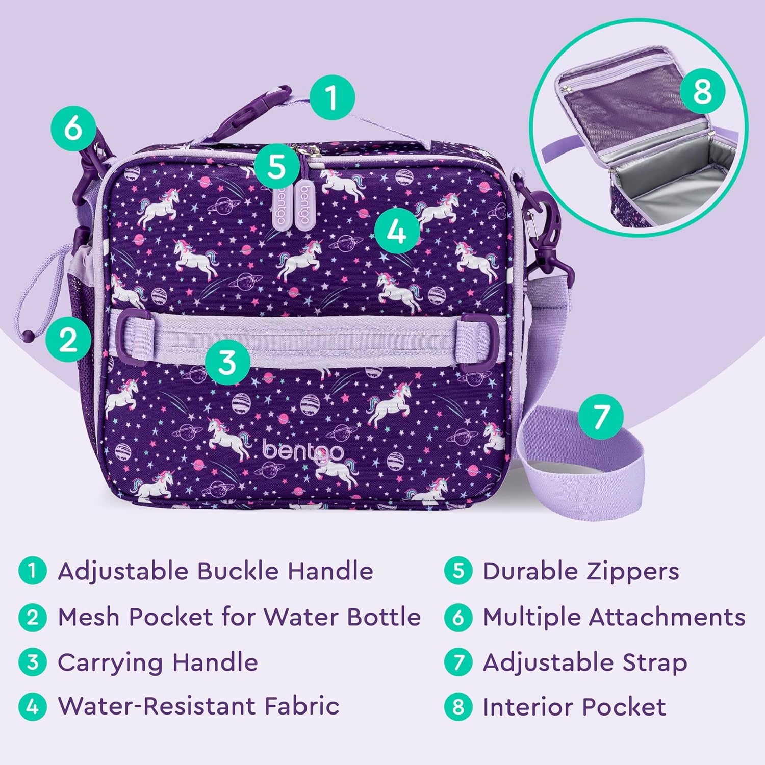 image:imageBentgo Kids Insulated Lunch Bag and Stainless Steel Lunch Box Set Unicorn