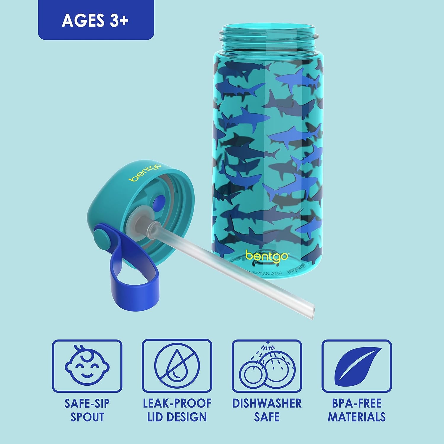 image:imageBentgo Kids Lunch Bag Set Water Bottle New amp Improved 2023 Shark