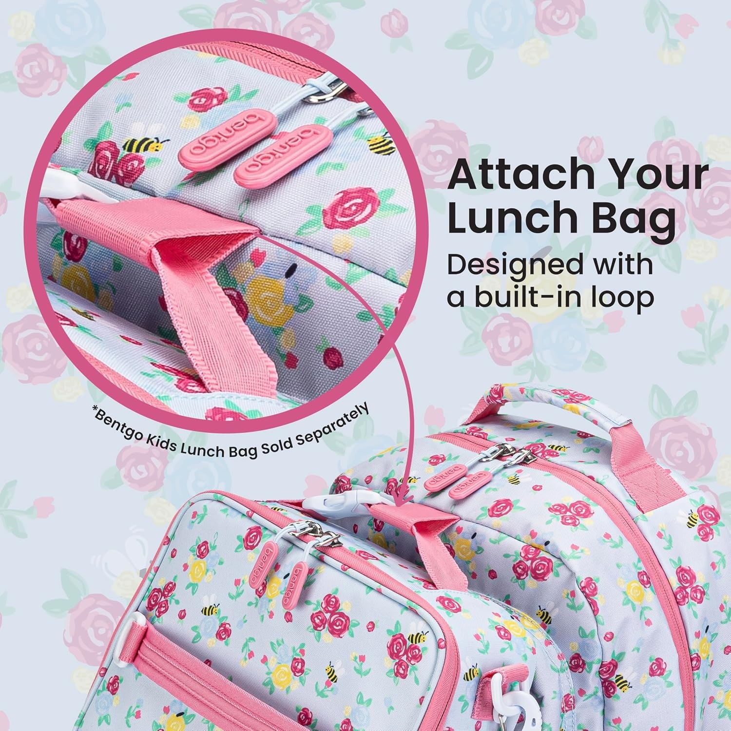 image:imageBentgo Kids Print Backpack Lightweight 14 Backpack for School Travel amp Daycare Ideal for Ages 4 Durable amp WaterResistant Roomy Interior amp Loop for Lunch Bag NEW Ballet amp BowsBlooming Floral