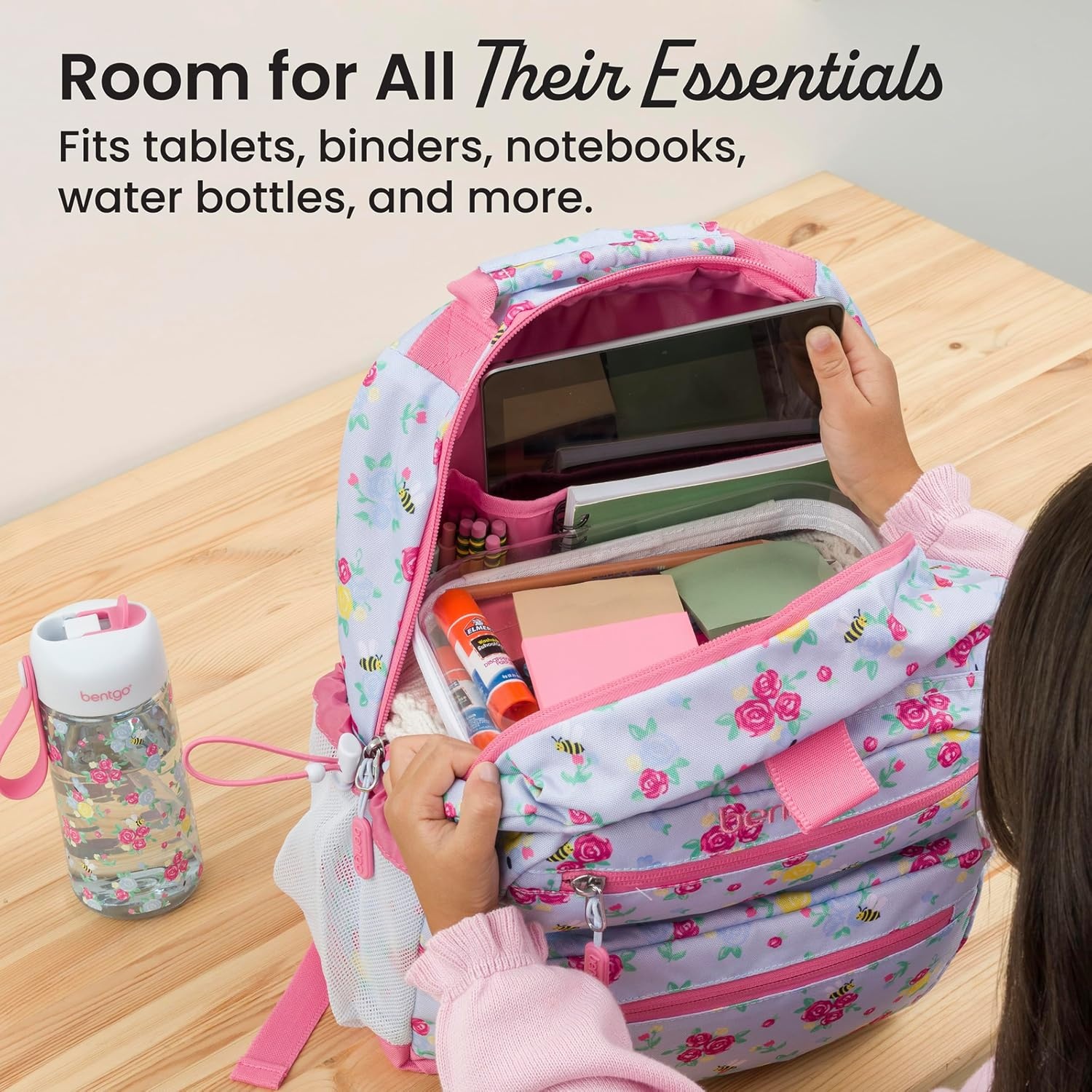 image:imageBentgo Kids Print Backpack Lightweight 14 Backpack for School Travel amp Daycare Ideal for Ages 4 Durable amp WaterResistant Roomy Interior amp Loop for Lunch Bag NEW Ballet amp BowsBlooming Floral