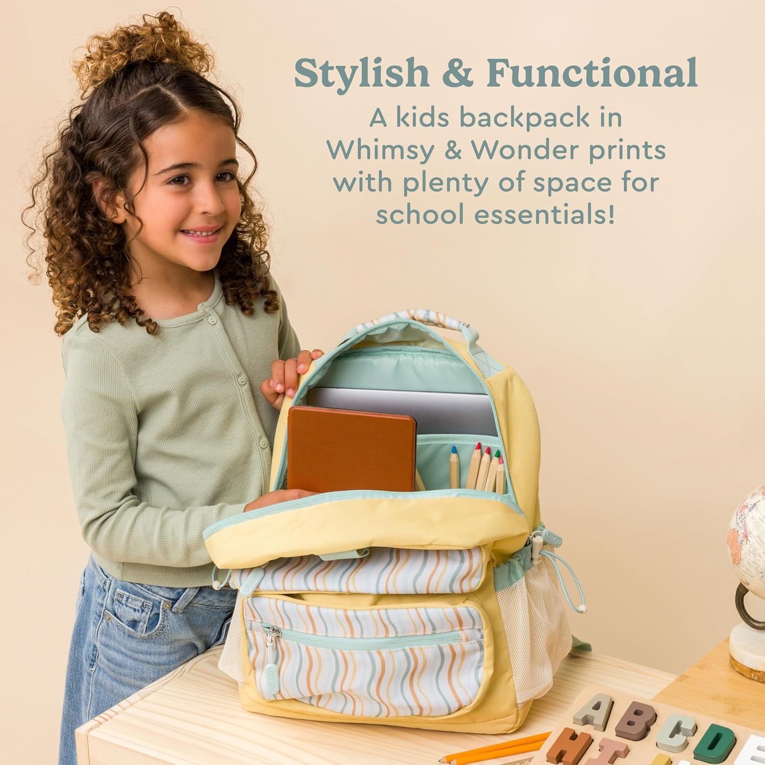 image:imageBentgo Kids Print Backpack Lightweight 14 Backpack for School Travel amp Daycare Ideal for Ages 4 Durable amp WaterResistant Roomy Interior amp Loop for Lunch Bag NEW Ballet amp BowsWavy