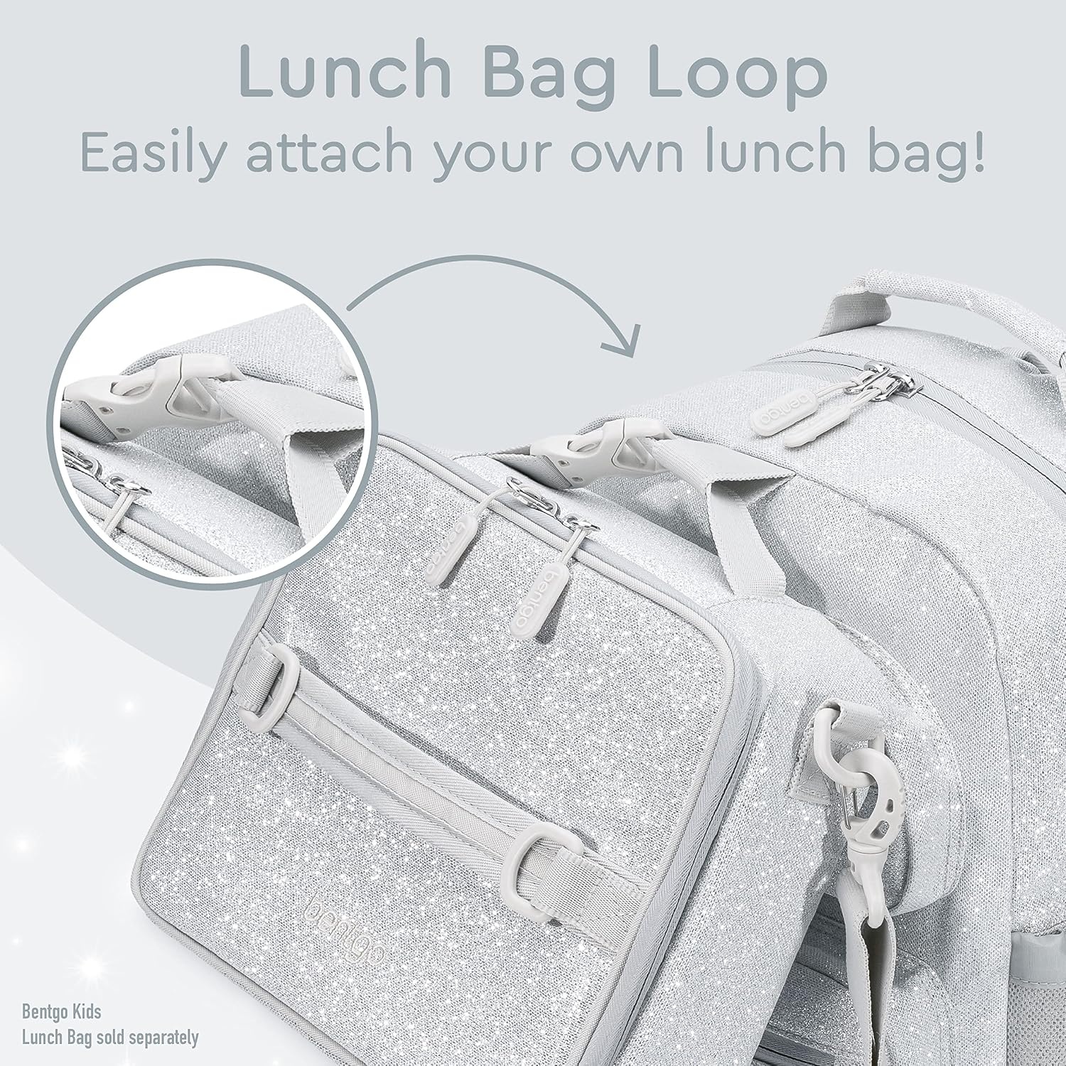 image:imageBentgo Kids Print Backpack Lightweight 14 Backpack for School Travel amp Daycare Ideal for Ages 4 Durable amp WaterResistant Roomy Interior amp Loop for Lunch Bag NEW Ballet amp BowsGlitter Edition Silver