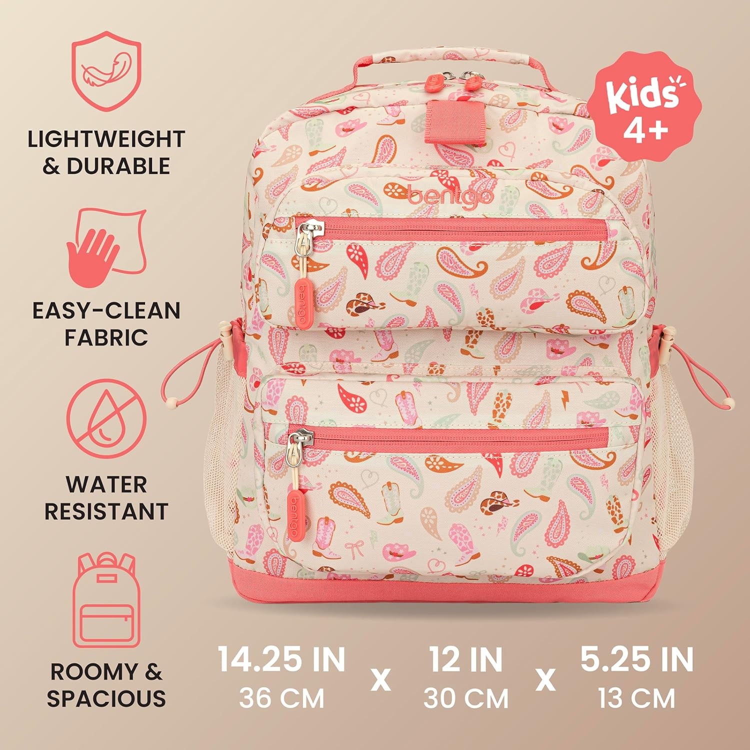 image:imageBentgo Kids Print Backpack Lightweight 14 Backpack for School Travel amp Daycare Ideal for Ages 4 Durable amp WaterResistant Roomy Interior amp Loop for Lunch Bag NEW Ballet amp BowsCowgirl Dreams