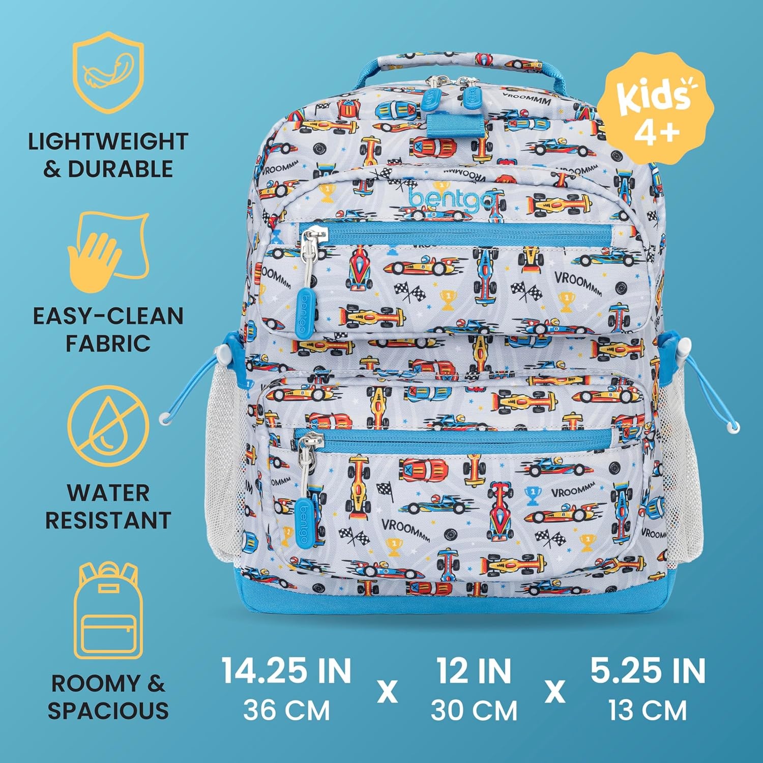 image:imageBentgo Kids Print Backpack Lightweight 14 Backpack for School Travel amp Daycare Ideal for Ages 4 Durable amp WaterResistant Roomy Interior amp Loop for Lunch Bag NEW Ballet amp BowsRace Cars