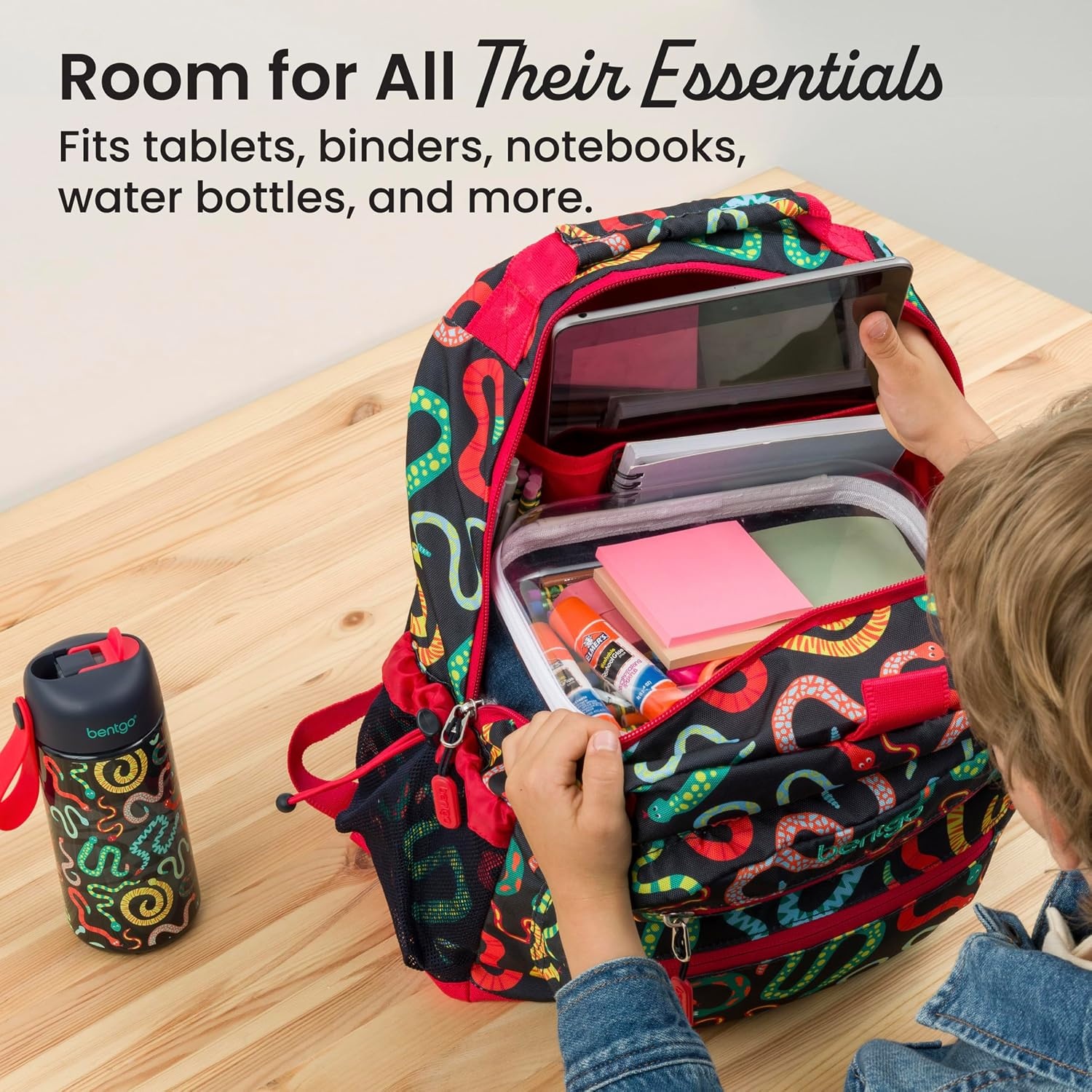 image:imageBentgo Kids Print Backpack Lightweight 14 Backpack for School Travel amp Daycare Ideal for Ages 4 Durable amp WaterResistant Roomy Interior amp Loop for Lunch Bag NEW Ballet amp BowsSssnakes