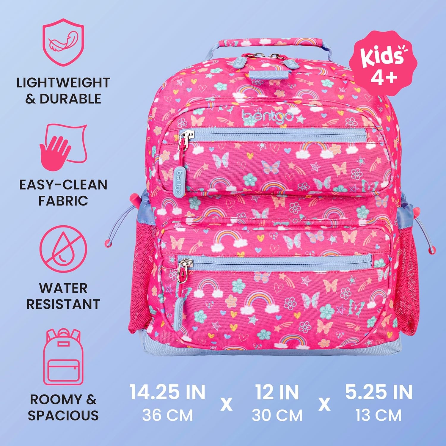 image:imageBentgo Kids Print Backpack Lightweight 14 Backpack for School Travel amp Daycare Ideal for Ages 4 Durable amp WaterResistant Roomy Interior amp Loop for Lunch Bag NEW Ballet amp BowsRainbows
