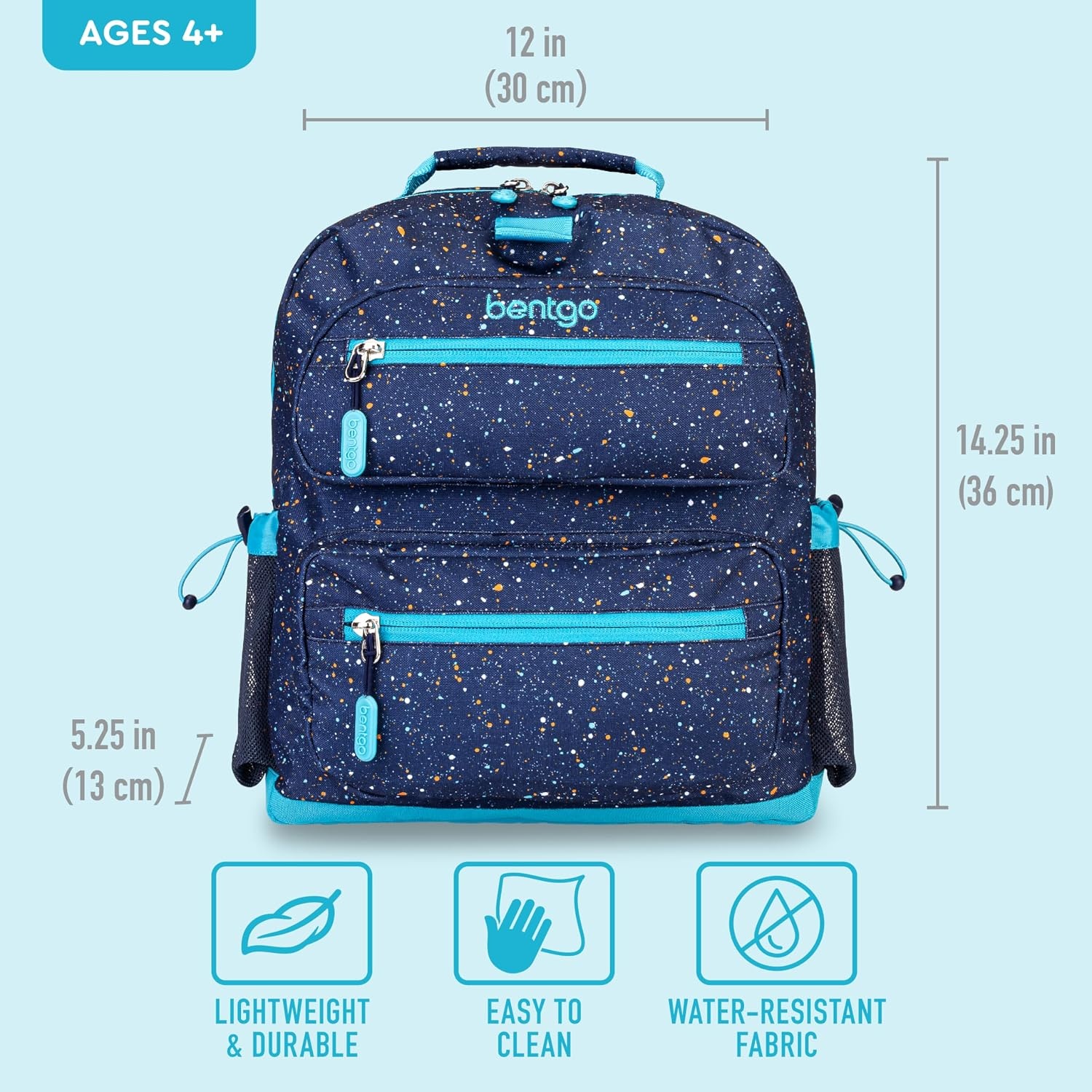 image:imageBentgo Kids Print Backpack Lightweight 14 Backpack for School Travel amp Daycare Ideal for Ages 4 Durable amp WaterResistant Roomy Interior amp Loop for Lunch Bag NEW Ballet amp BowsConfetti Edition Abyss Blue