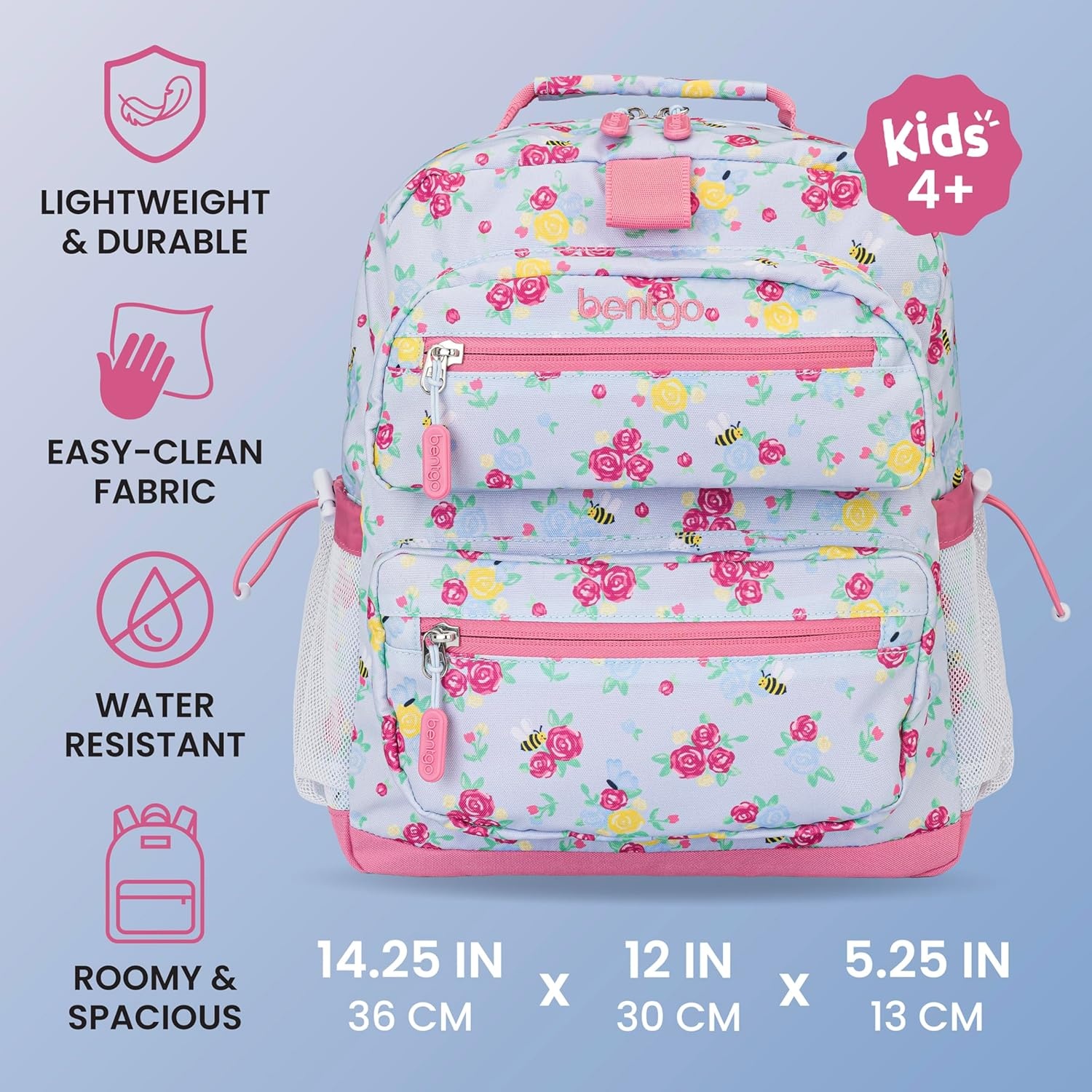 image:imageBentgo Kids Print Backpack Lightweight 14 Backpack for School Travel amp Daycare Ideal for Ages 4 Durable amp WaterResistant Roomy Interior amp Loop for Lunch Bag NEW Ballet amp BowsBlooming Floral