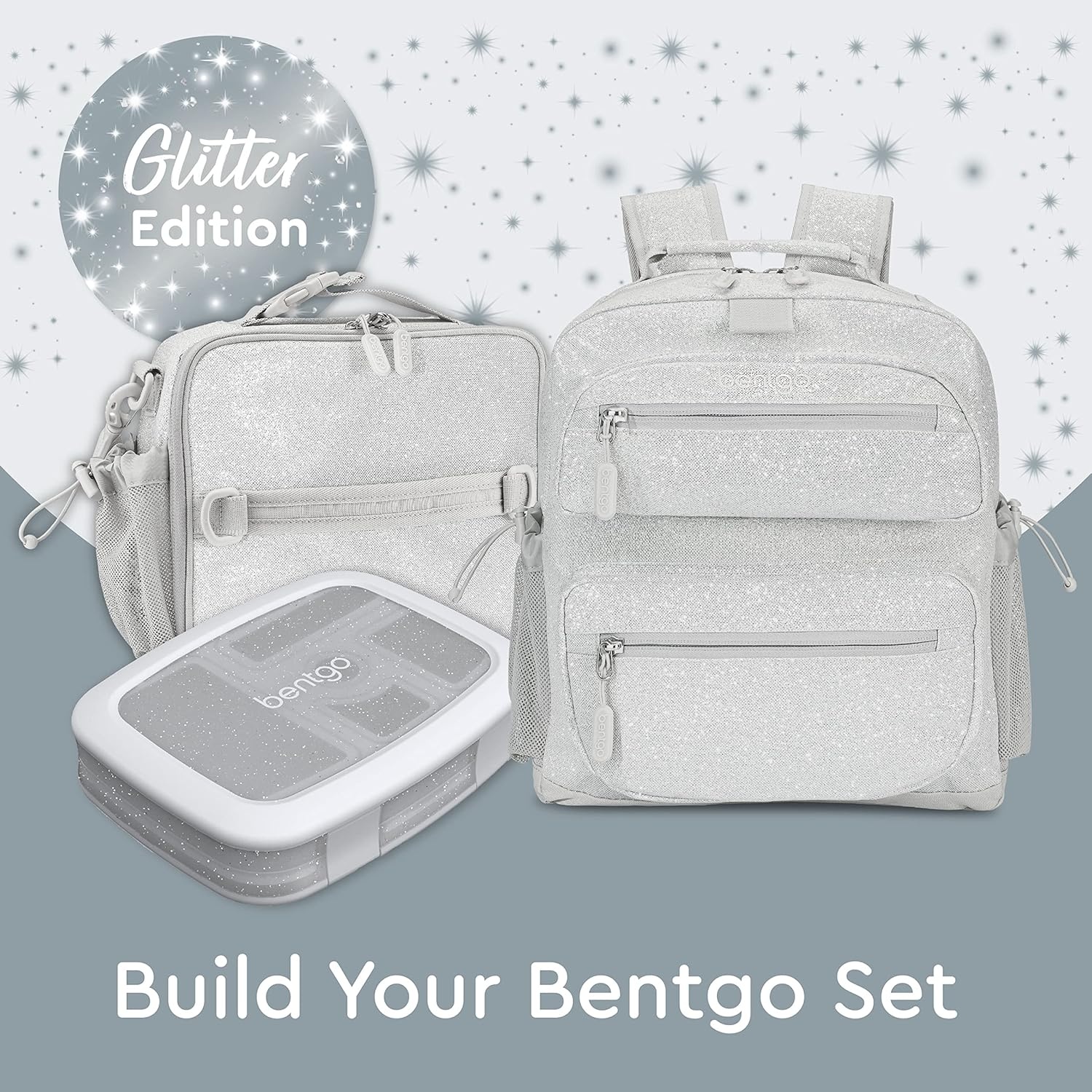 image:imageBentgo Kids Print Backpack Lightweight 14 Backpack for School Travel amp Daycare Ideal for Ages 4 Durable amp WaterResistant Roomy Interior amp Loop for Lunch Bag NEW Ballet amp BowsGlitter Edition Silver