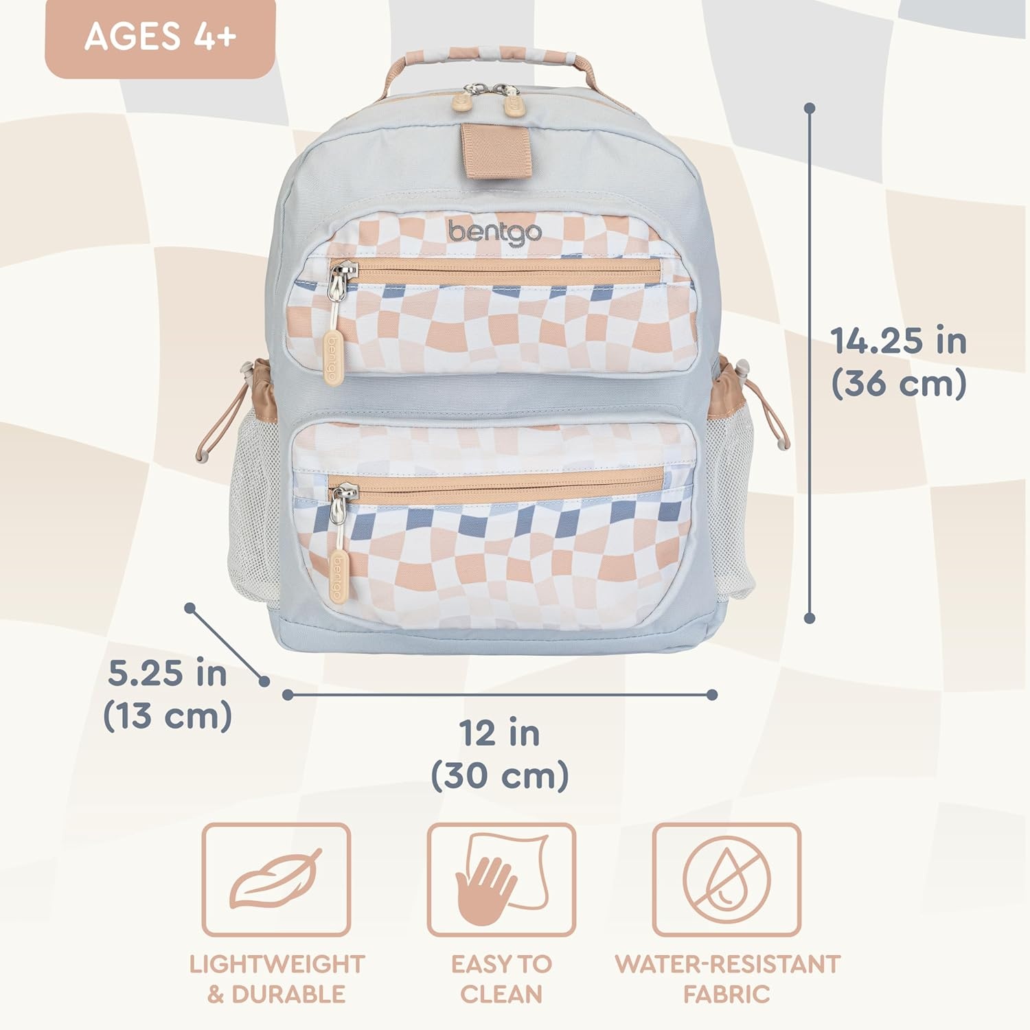 image:imageBentgo Kids Print Backpack Lightweight 14 Backpack for School Travel amp Daycare Ideal for Ages 4 Durable amp WaterResistant Roomy Interior amp Loop for Lunch Bag NEW Ballet amp BowsChecker Gradient