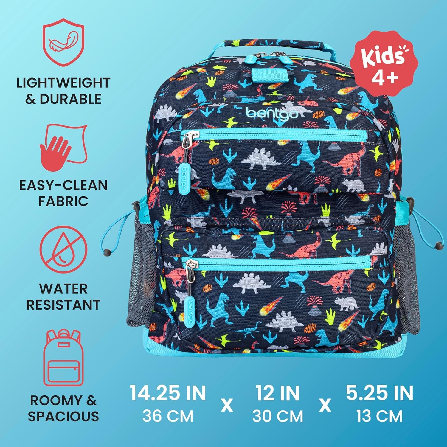 image:imageBentgo Kids Print Backpack Lightweight 14 Backpack for School Travel amp Daycare Ideal for Ages 4 Durable amp WaterResistant Roomy Interior amp Loop for Lunch Bag NEW Ballet amp BowsDinosaur