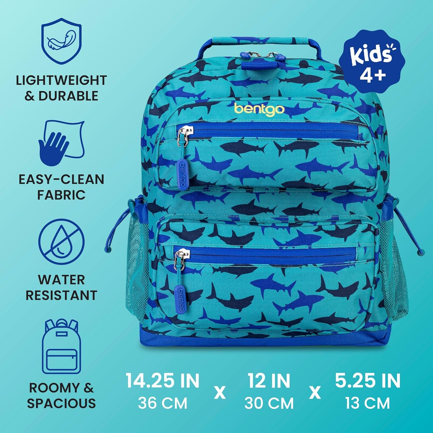 image:imageBentgo Kids Print Backpack Lightweight 14 Backpack for School Travel amp Daycare Ideal for Ages 4 Durable amp WaterResistant Roomy Interior amp Loop for Lunch Bag NEW Ballet amp BowsShark