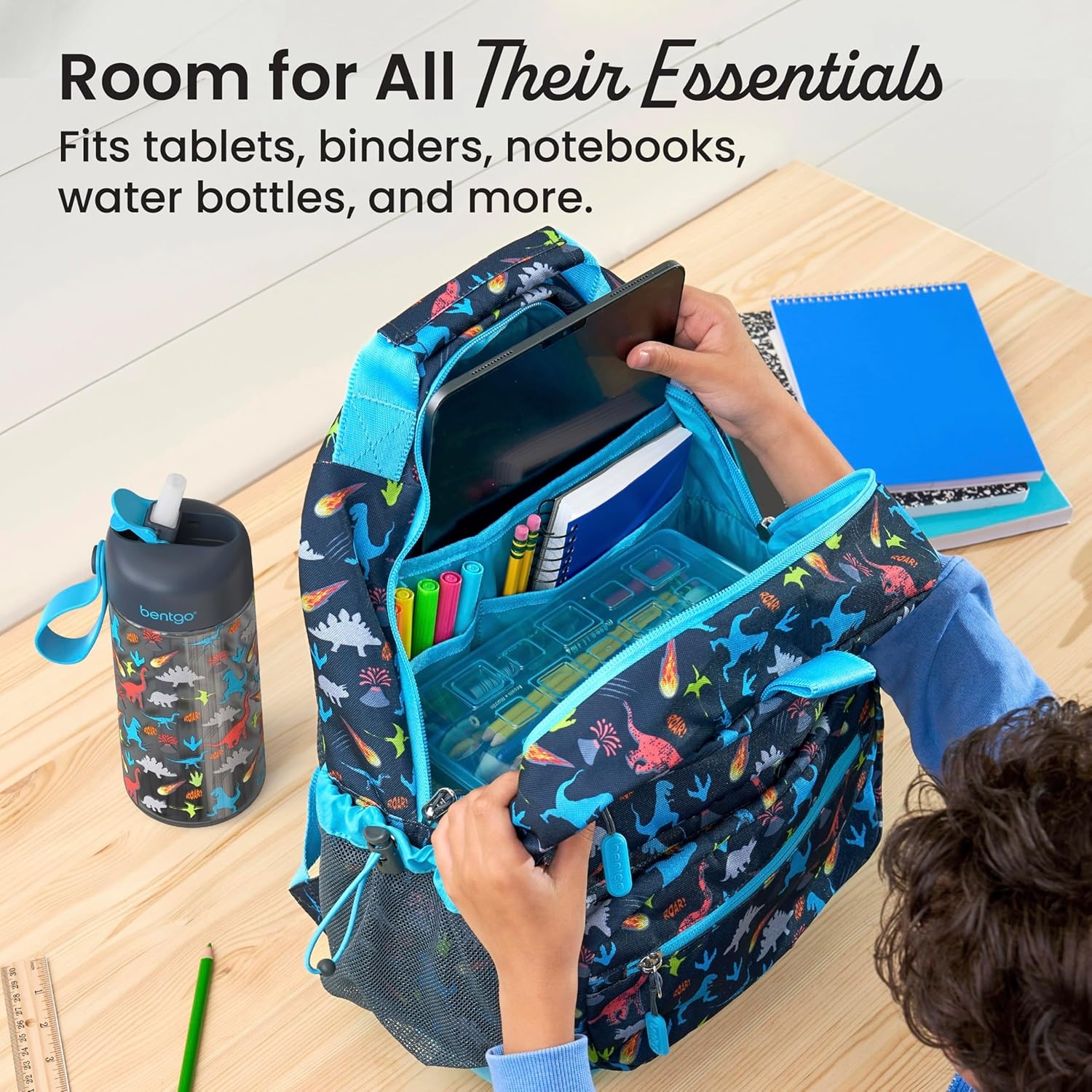image:imageBentgo Kids Print Backpack Lightweight 14 Backpack for School Travel amp Daycare Ideal for Ages 4 Durable amp WaterResistant Roomy Interior amp Loop for Lunch Bag NEW Ballet amp BowsDinosaur
