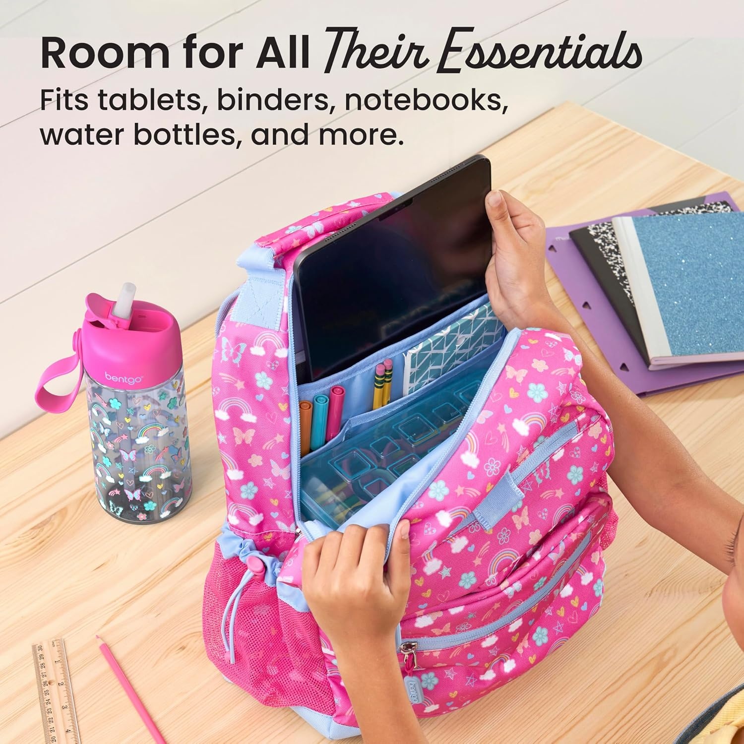 image:imageBentgo Kids Print Backpack Lightweight 14 Backpack for School Travel amp Daycare Ideal for Ages 4 Durable amp WaterResistant Roomy Interior amp Loop for Lunch Bag NEW Ballet amp BowsRainbows