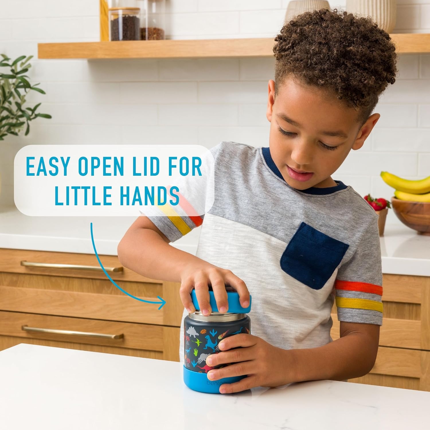 image:imageBentgo Kids Stainless Steel Food Jar and Reusable Stainless Steel Utensils Set Dinosaur