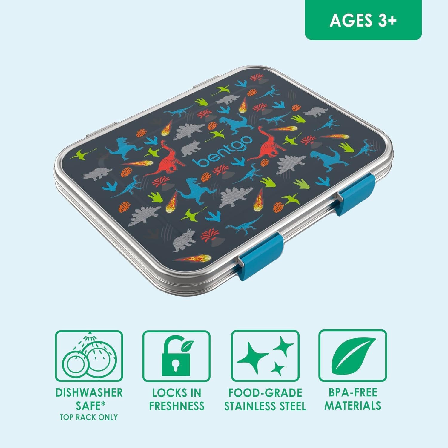 image:imageBentgo Kids Stainless Steel Lunch Box and Water Bottle Set Dinosaur
