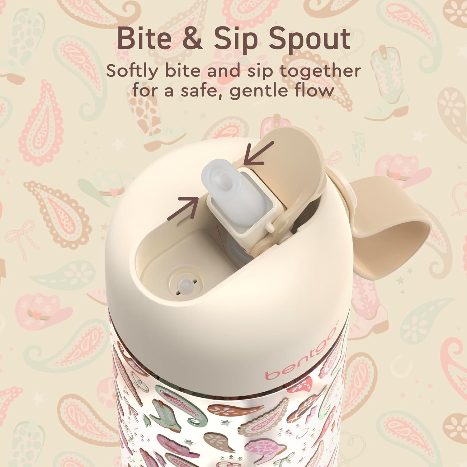 image:imageBentgo Kids Water Bottle LeakProof Durable Tritan PFAS amp BPAFree 15 fl oz KidsToddlers Ages 3 for School amp Sports Bite amp Sip Spout Carrying Handle Dishwasher Safe NEW Ballet amp BowsCowgirl Dreams
