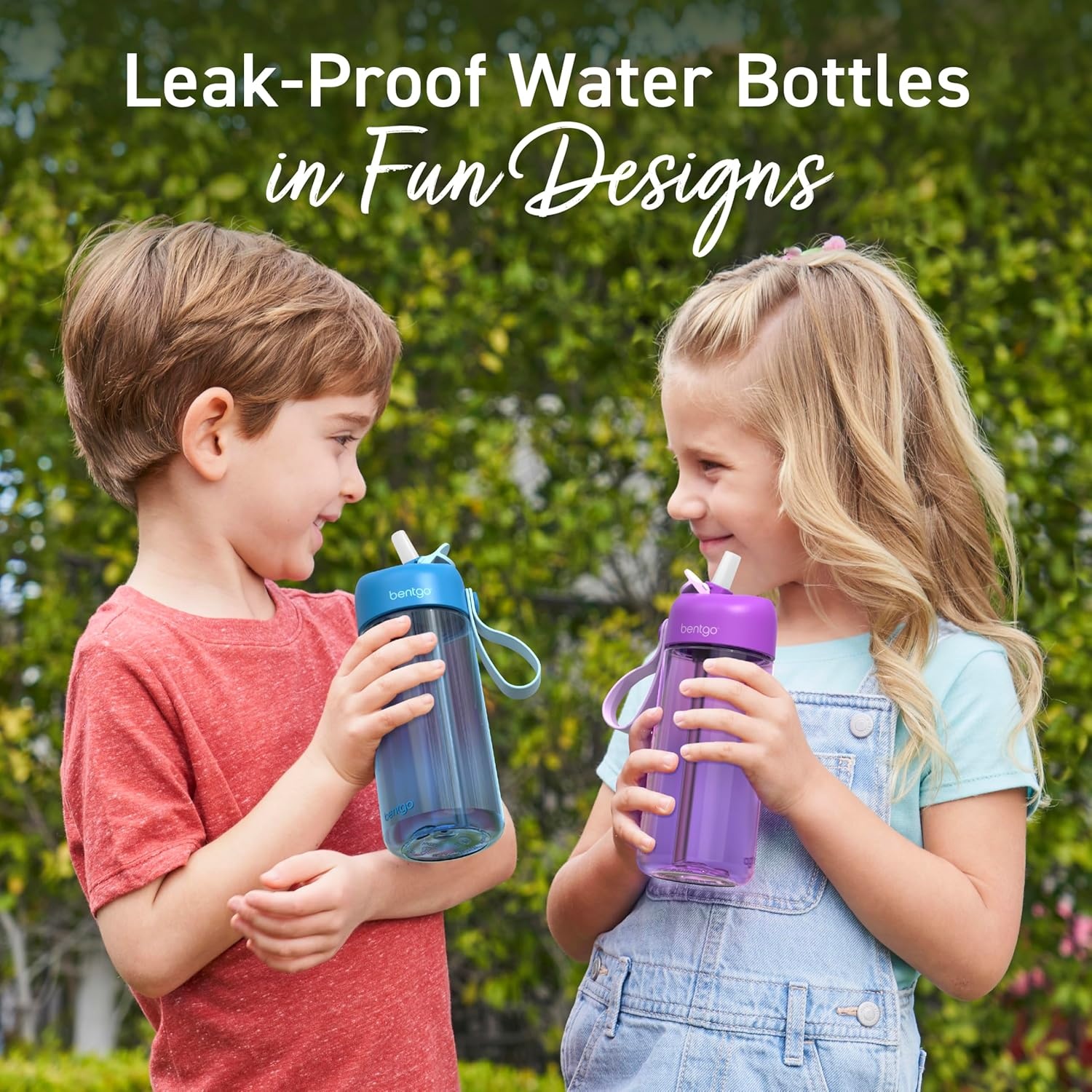 image:imageBentgo Kids Water Bottle LeakProof Durable Tritan PFAS amp BPAFree 15 fl oz KidsToddlers Ages 3 for School amp Sports Bite amp Sip Spout Carrying Handle Dishwasher Safe NEW Ballet amp BowsBlue