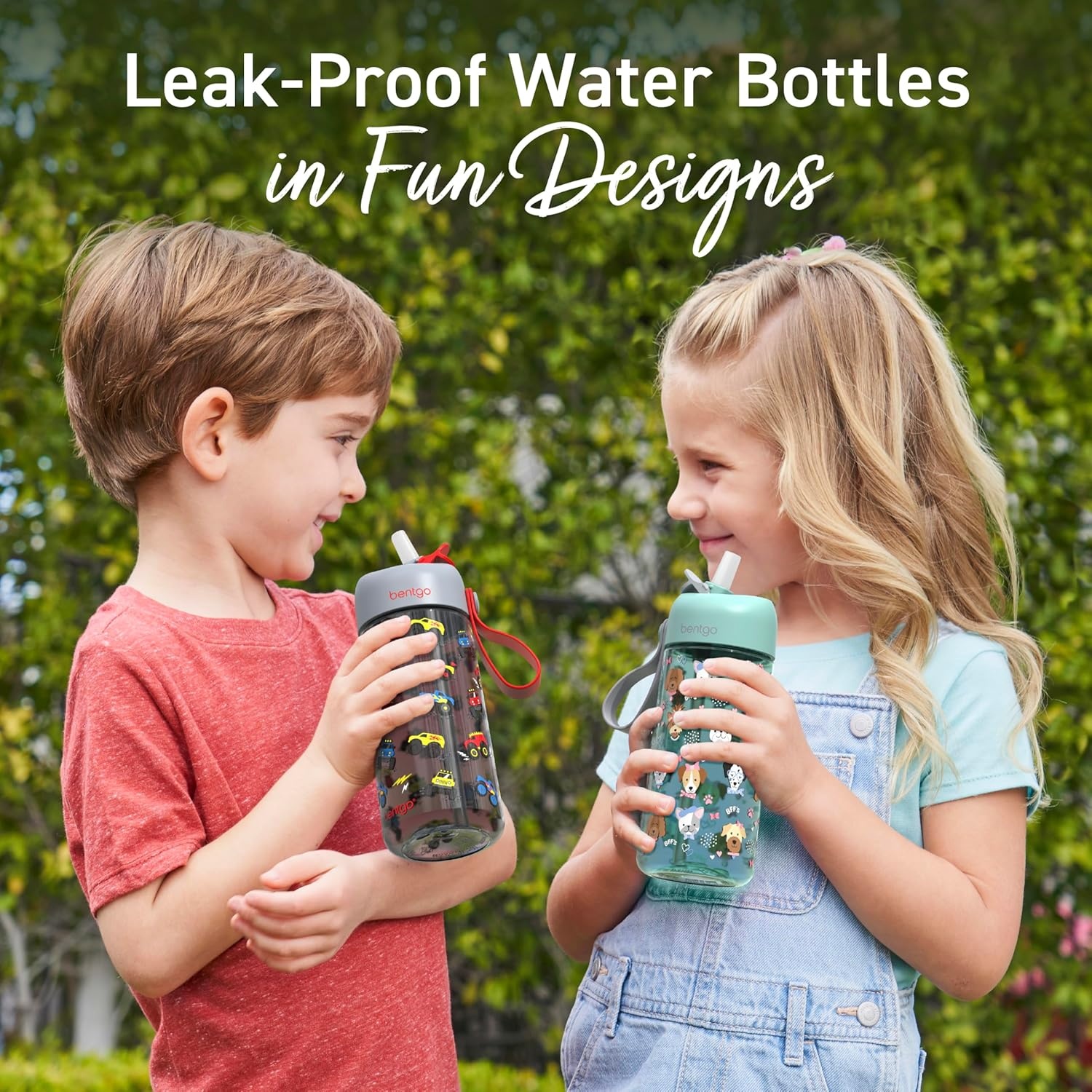 image:imageBentgo Kids Water Bottle LeakProof Durable Tritan PFAS amp BPAFree 15 fl oz KidsToddlers Ages 3 for School amp Sports Bite amp Sip Spout Carrying Handle Dishwasher Safe NEW Ballet amp BowsTrucks