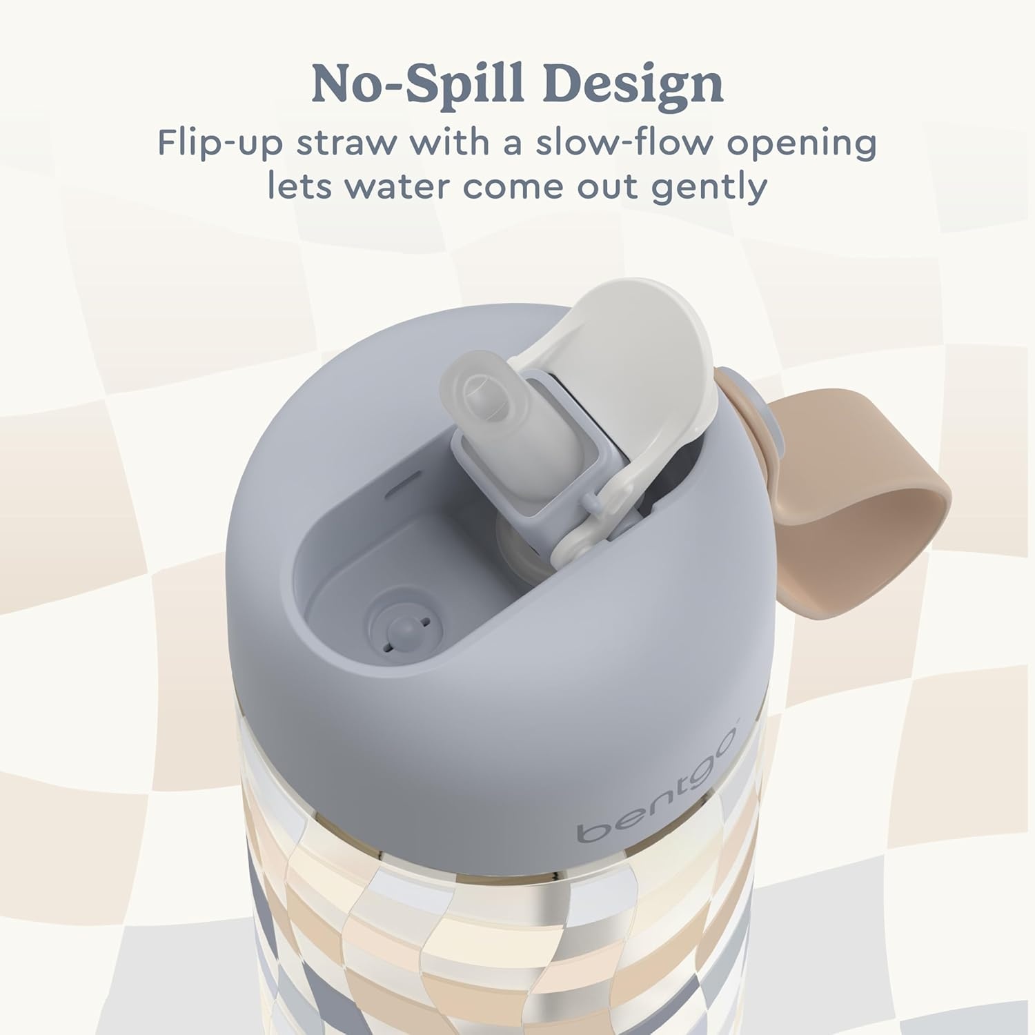 image:imageBentgo Kids Water Bottle LeakProof Durable Tritan PFAS amp BPAFree 15 fl oz KidsToddlers Ages 3 for School amp Sports Bite amp Sip Spout Carrying Handle Dishwasher Safe NEW Ballet amp BowsChecker Gradient