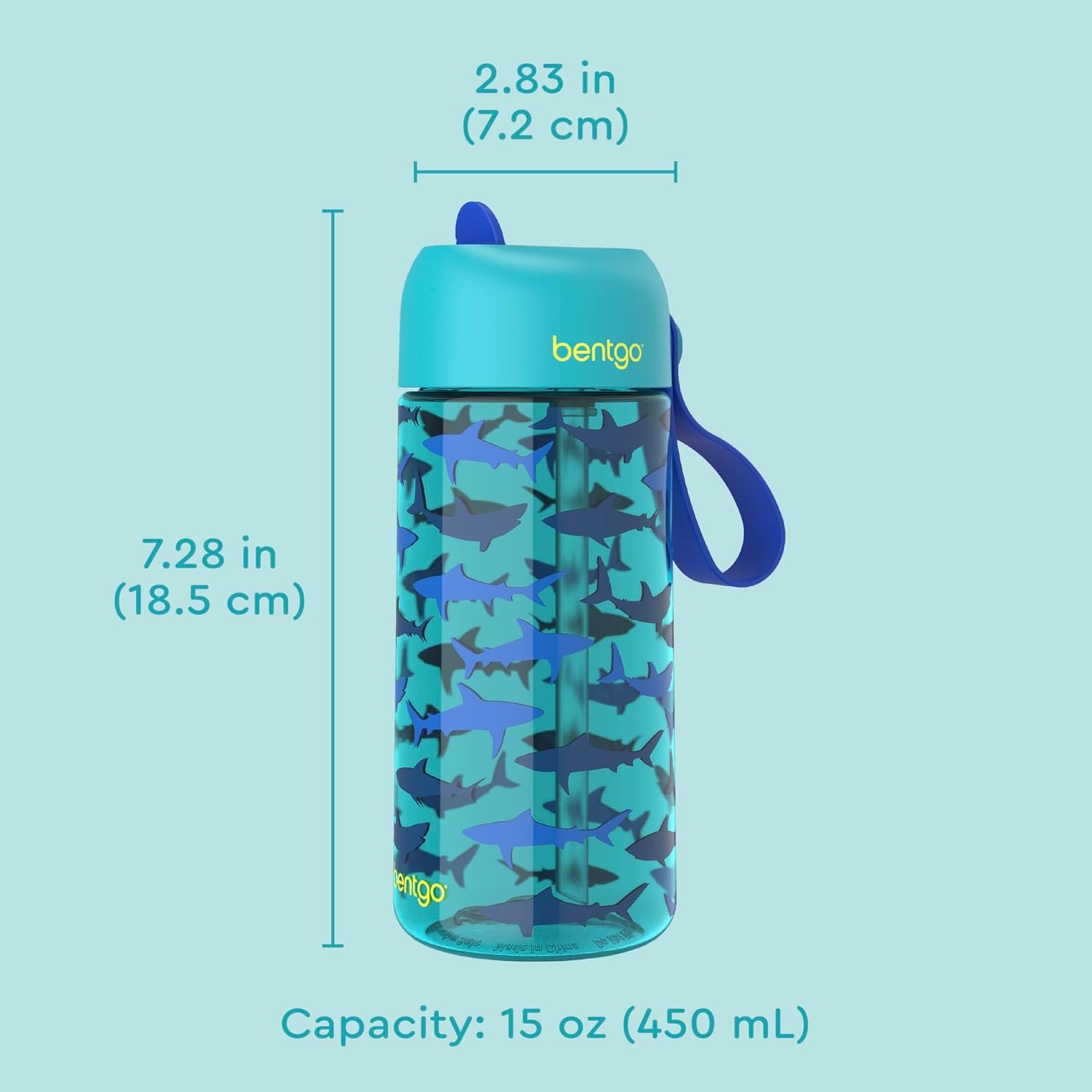 image:imageBentgo Kids Water Bottle LeakProof Durable Tritan PFAS amp BPAFree 15 fl oz KidsToddlers Ages 3 for School amp Sports Bite amp Sip Spout Carrying Handle Dishwasher Safe NEW Ballet amp BowsShark