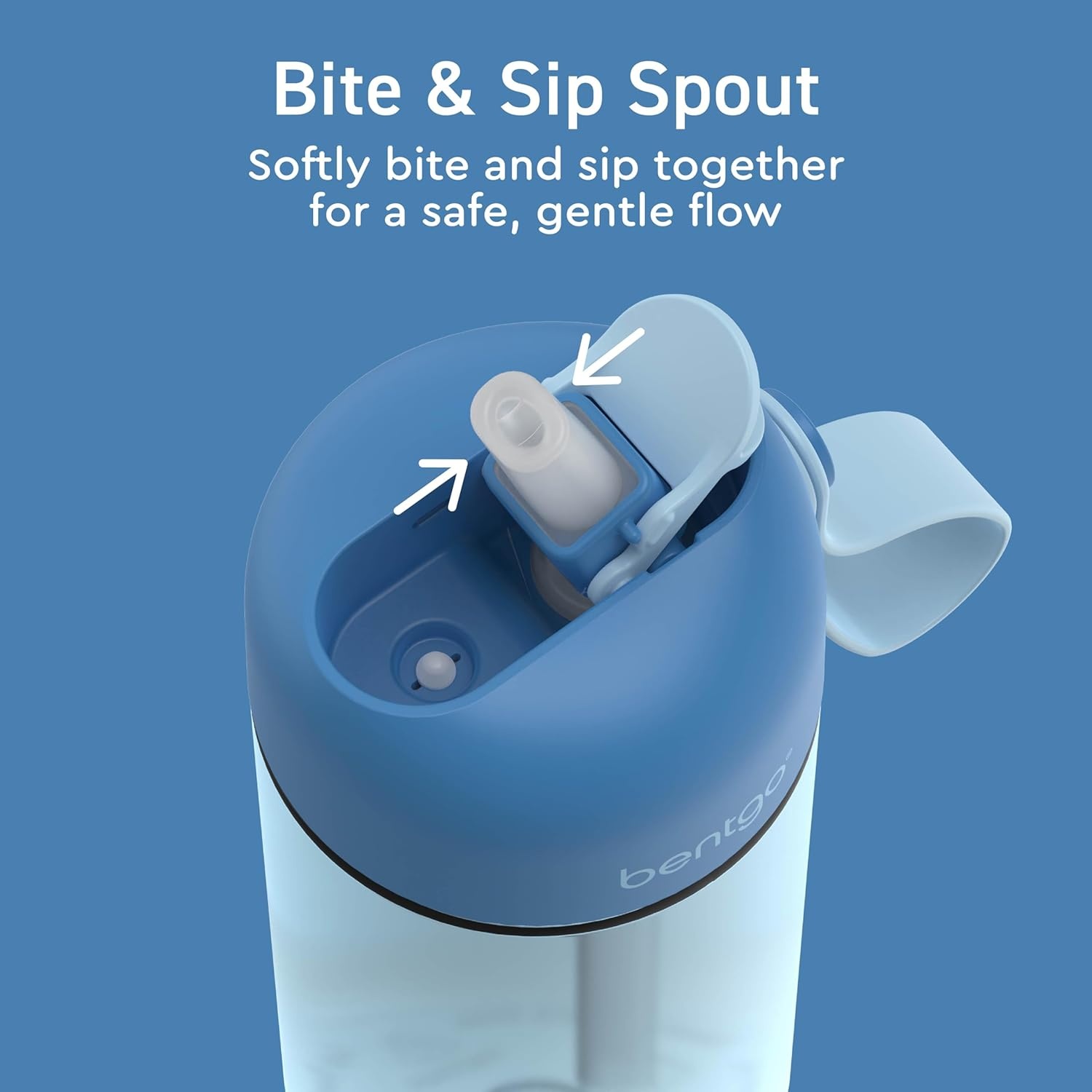 image:imageBentgo Kids Water Bottle LeakProof Durable Tritan PFAS amp BPAFree 15 fl oz KidsToddlers Ages 3 for School amp Sports Bite amp Sip Spout Carrying Handle Dishwasher Safe NEW Ballet amp BowsBlue