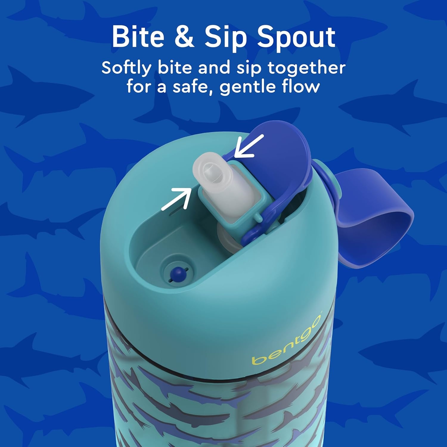 image:imageBentgo Kids Water Bottle LeakProof Durable Tritan PFAS amp BPAFree 15 fl oz KidsToddlers Ages 3 for School amp Sports Bite amp Sip Spout Carrying Handle Dishwasher Safe NEW Ballet amp BowsShark