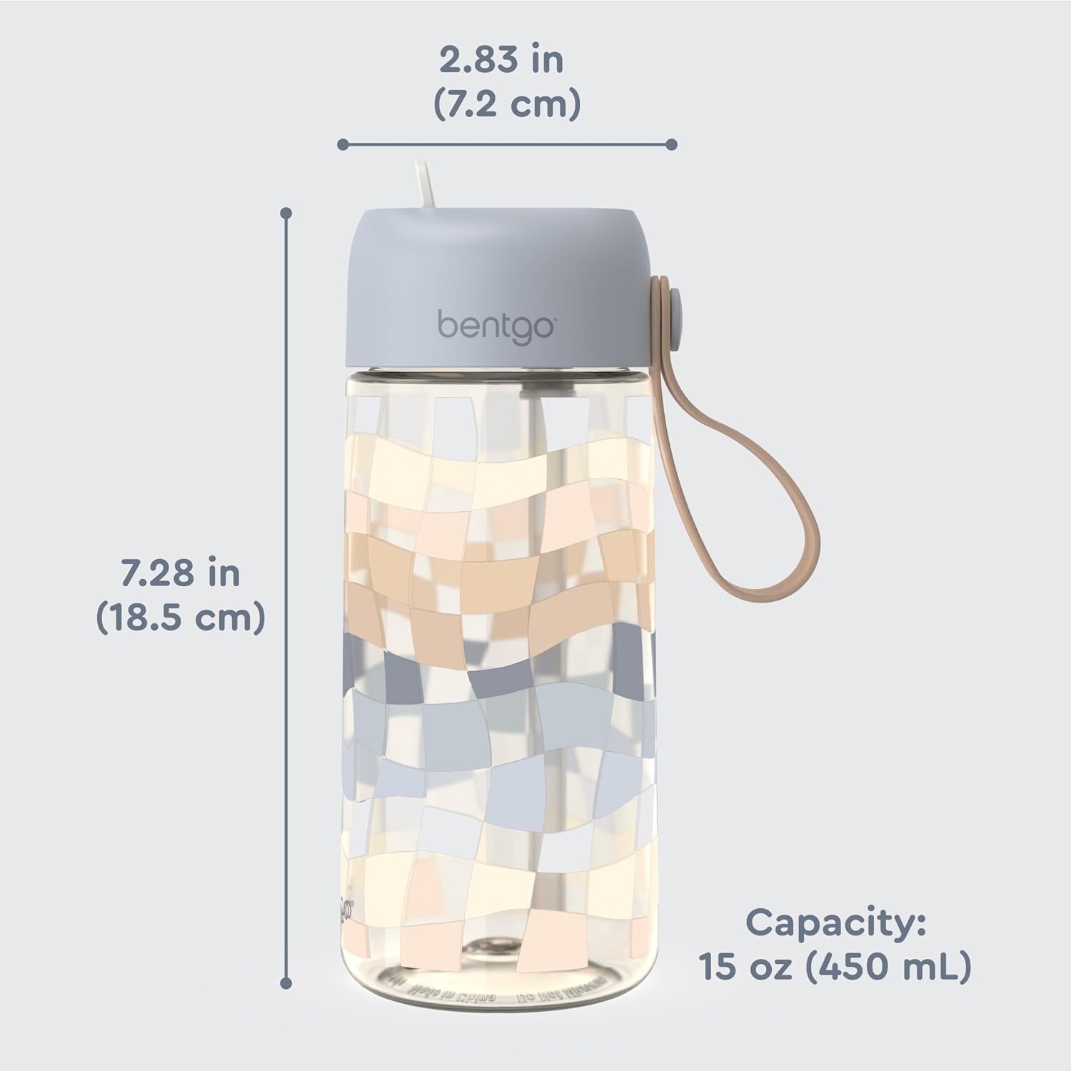 image:imageBentgo Kids Water Bottle and Replacement Straws Set Checker Gradient