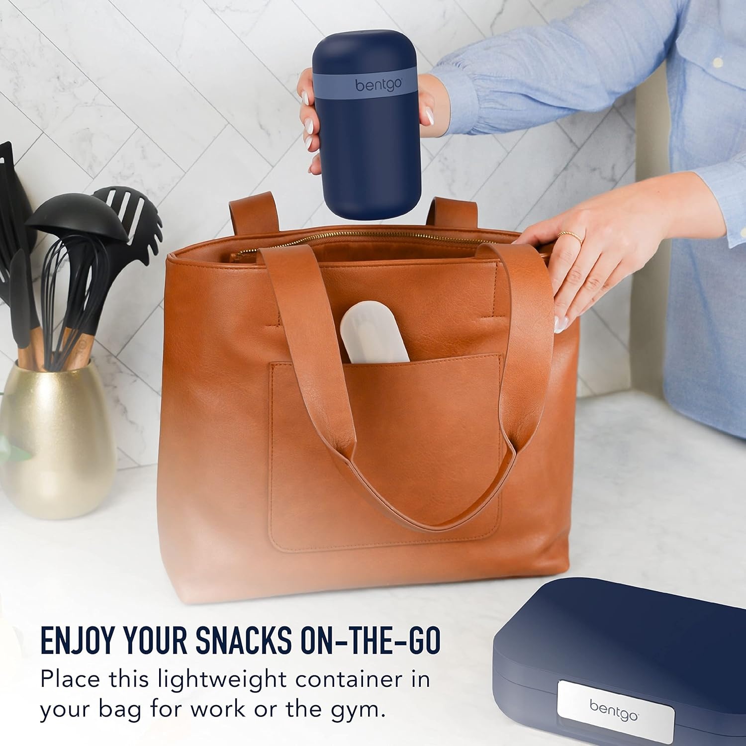 image:imageBentgo Modern BentoStyle Lunch Box Set With Reusable Snack Cup Navy