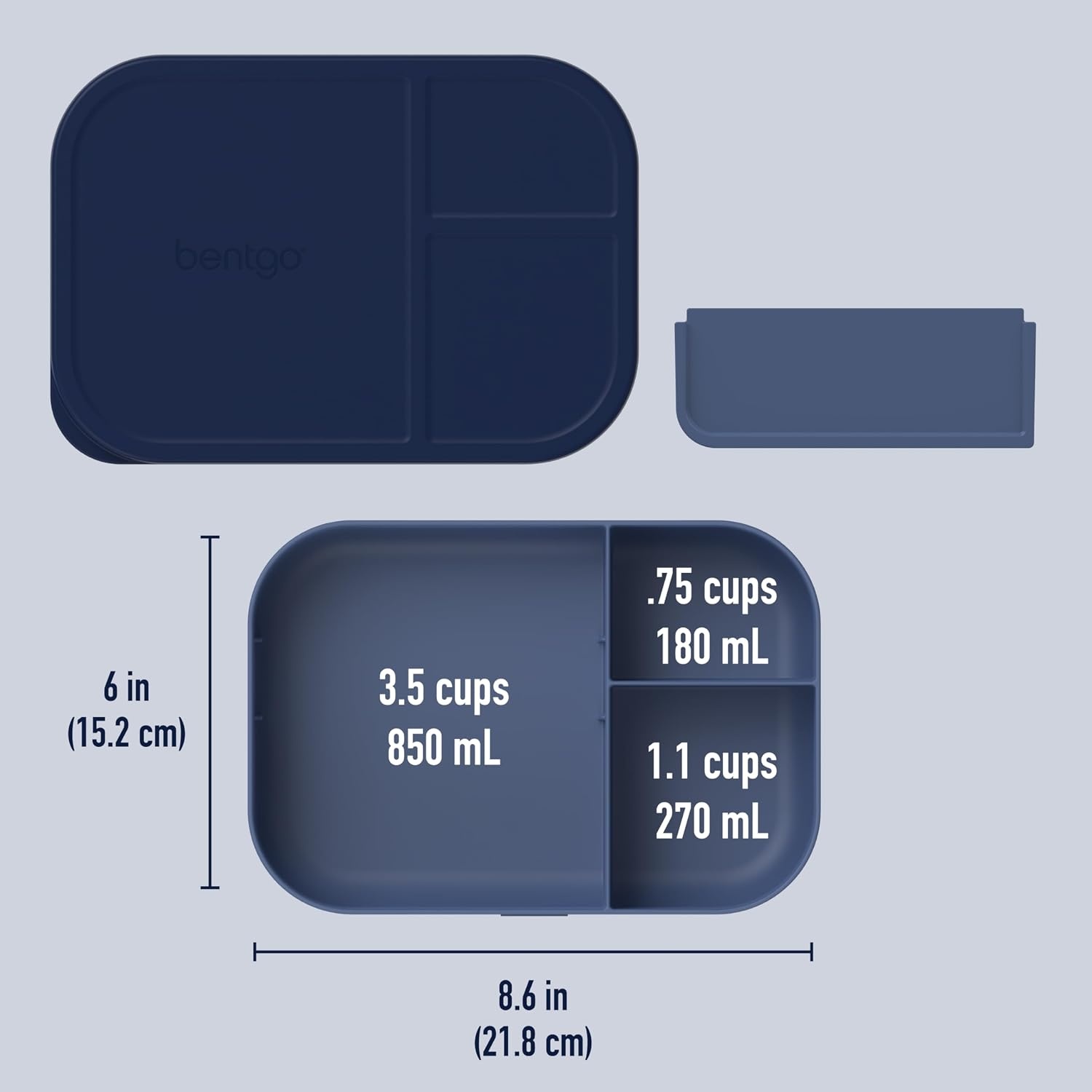 image:imageBentgo Modern Tray with Matte Lid Reusable BPAFree Meal Prep Containers for Adults with Removable Divider 3 or 4 Compartments for Healthy Portioned Meals At Home amp On the Go OrchidNavy