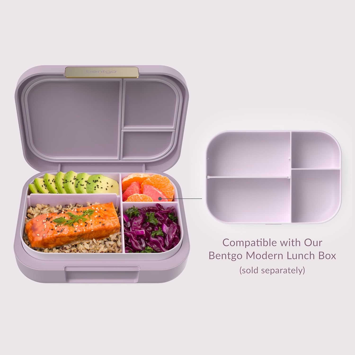 image:imageBentgo Modern Tray with Matte Lid Reusable BPAFree Meal Prep Containers for Adults with Removable Divider 3 or 4 Compartments for Healthy Portioned Meals At Home amp On the Go OrchidOrchid