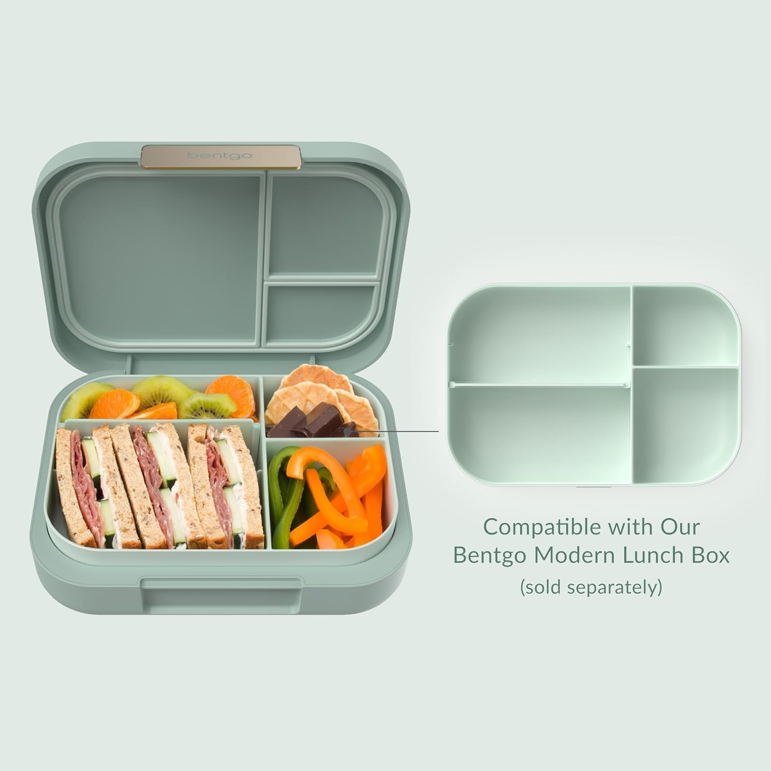 image:imageBentgo Modern Tray with Matte Lid Reusable BPAFree Meal Prep Containers for Adults with Removable Divider 3 or 4 Compartments for Healthy Portioned Meals At Home amp On the Go OrchidMint Green