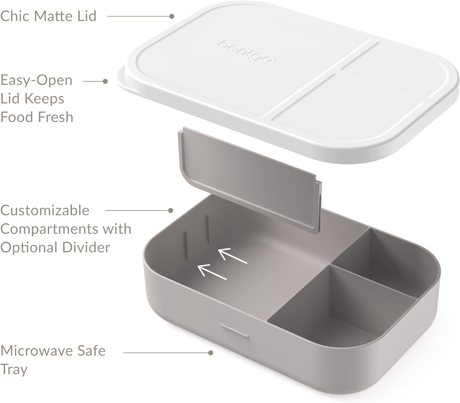 image:imageBentgo Modern Tray with Matte Lid Reusable BPAFree Meal Prep Containers for Adults with Removable Divider 3 or 4 Compartments for Healthy Portioned Meals At Home amp On the Go OrchidWhite