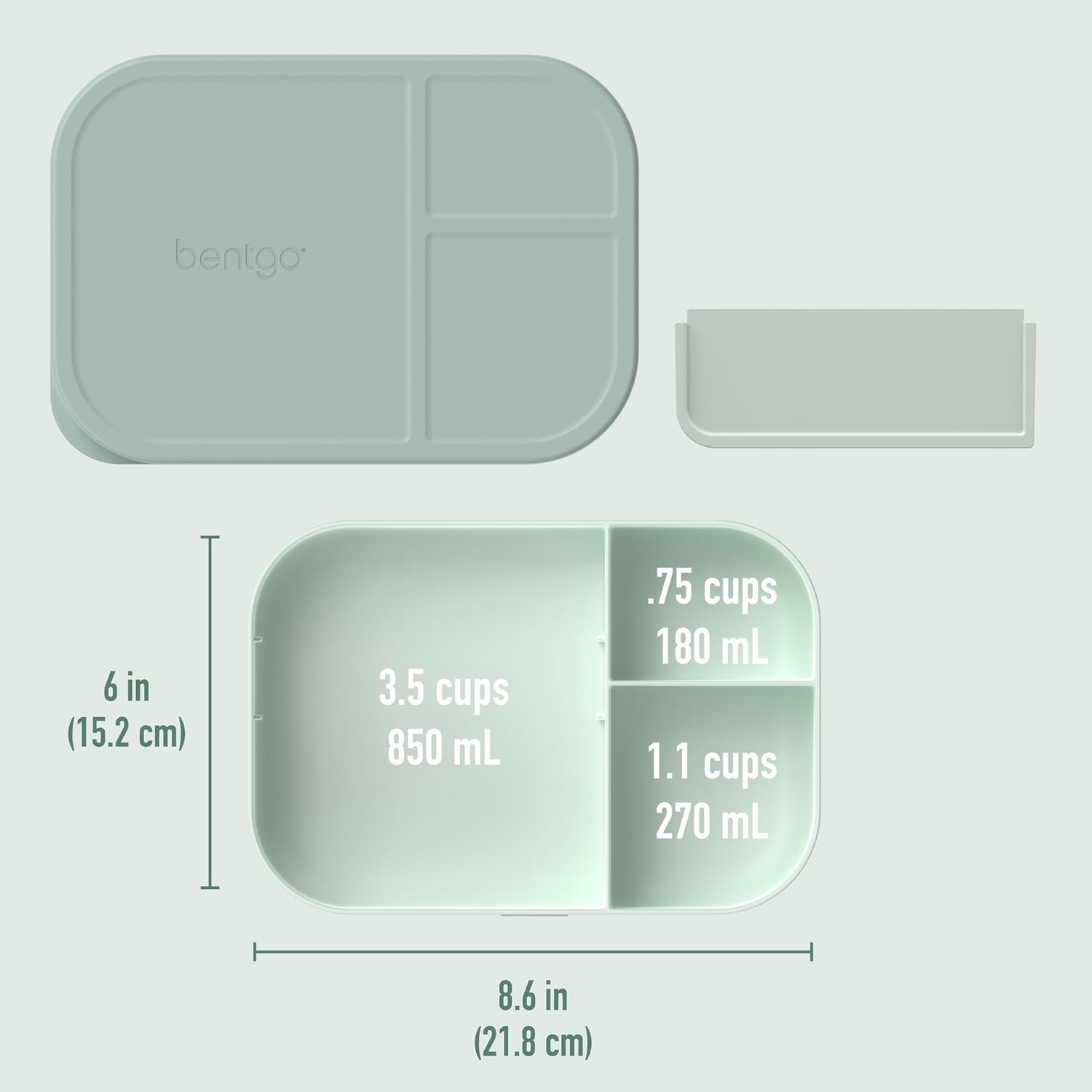 image:imageBentgo Modern Tray with Matte Lid Reusable BPAFree Meal Prep Containers for Adults with Removable Divider 3 or 4 Compartments for Healthy Portioned Meals At Home amp On the Go OrchidMint Green