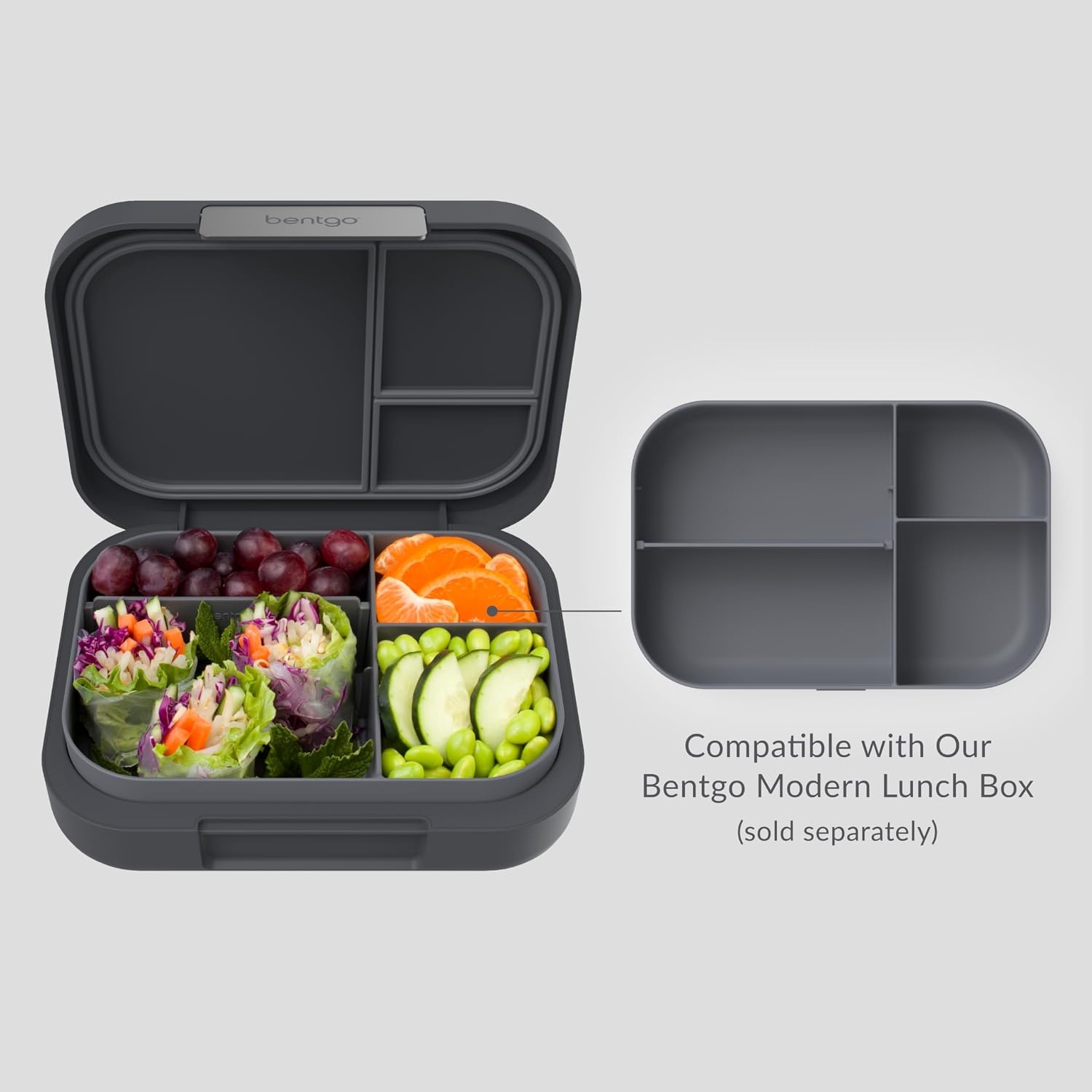 image:imageBentgo Modern Tray with Matte Lid Reusable BPAFree Meal Prep Containers for Adults with Removable Divider 3 or 4 Compartments for Healthy Portioned Meals At Home amp On the Go OrchidDark Gray