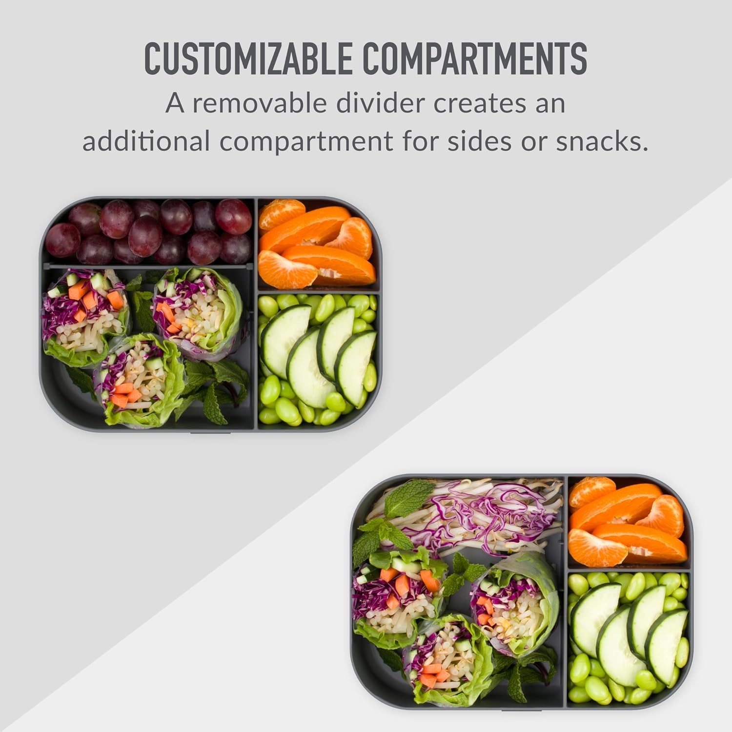 image:imageBentgo Modern Tray with Matte Lid Reusable BPAFree Meal Prep Containers for Adults with Removable Divider 3 or 4 Compartments for Healthy Portioned Meals At Home amp On the Go OrchidDark Gray