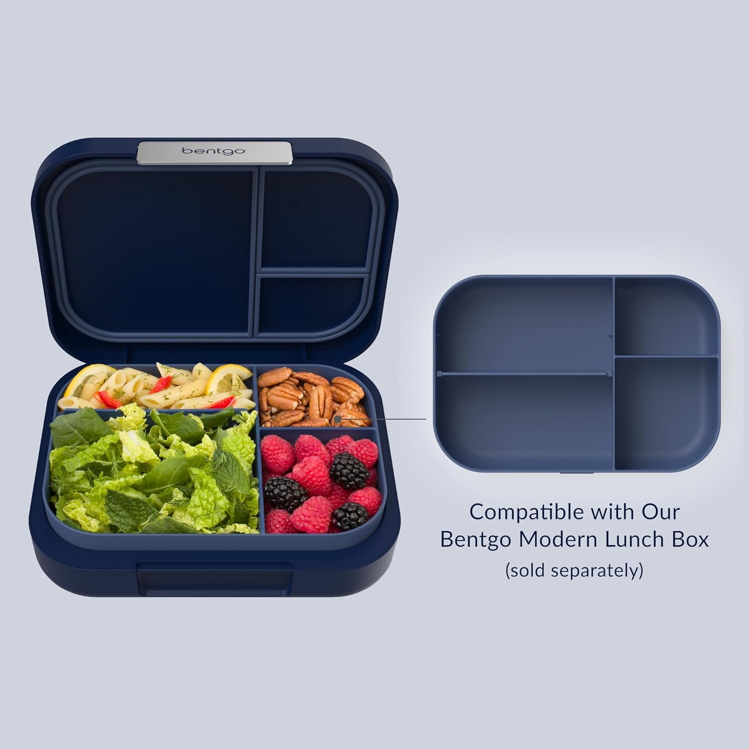 image:imageBentgo Modern Tray with Matte Lid Reusable BPAFree Meal Prep Containers for Adults with Removable Divider 3 or 4 Compartments for Healthy Portioned Meals At Home amp On the Go OrchidNavy