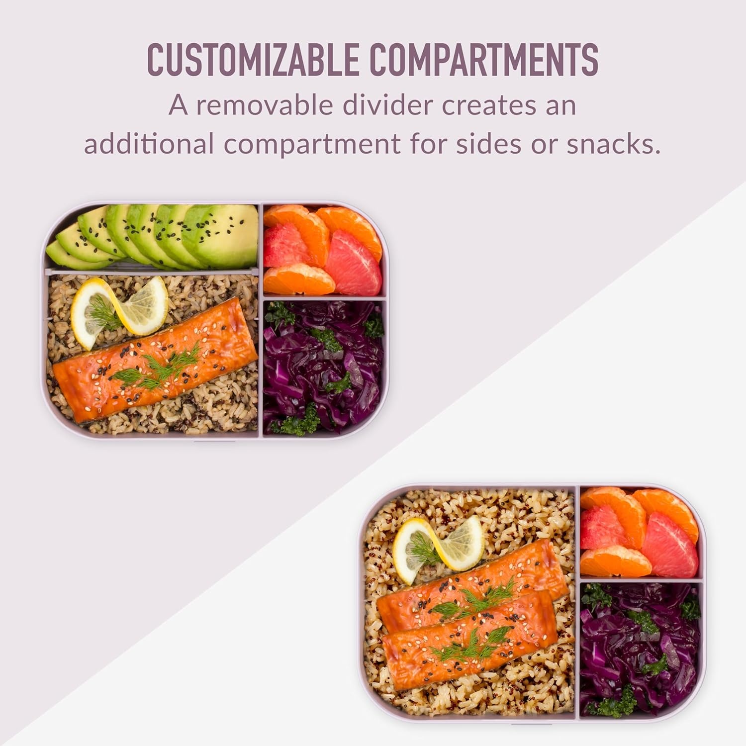 image:imageBentgo Modern Tray with Matte Lid Reusable BPAFree Meal Prep Containers for Adults with Removable Divider 3 or 4 Compartments for Healthy Portioned Meals At Home amp On the Go OrchidOrchid